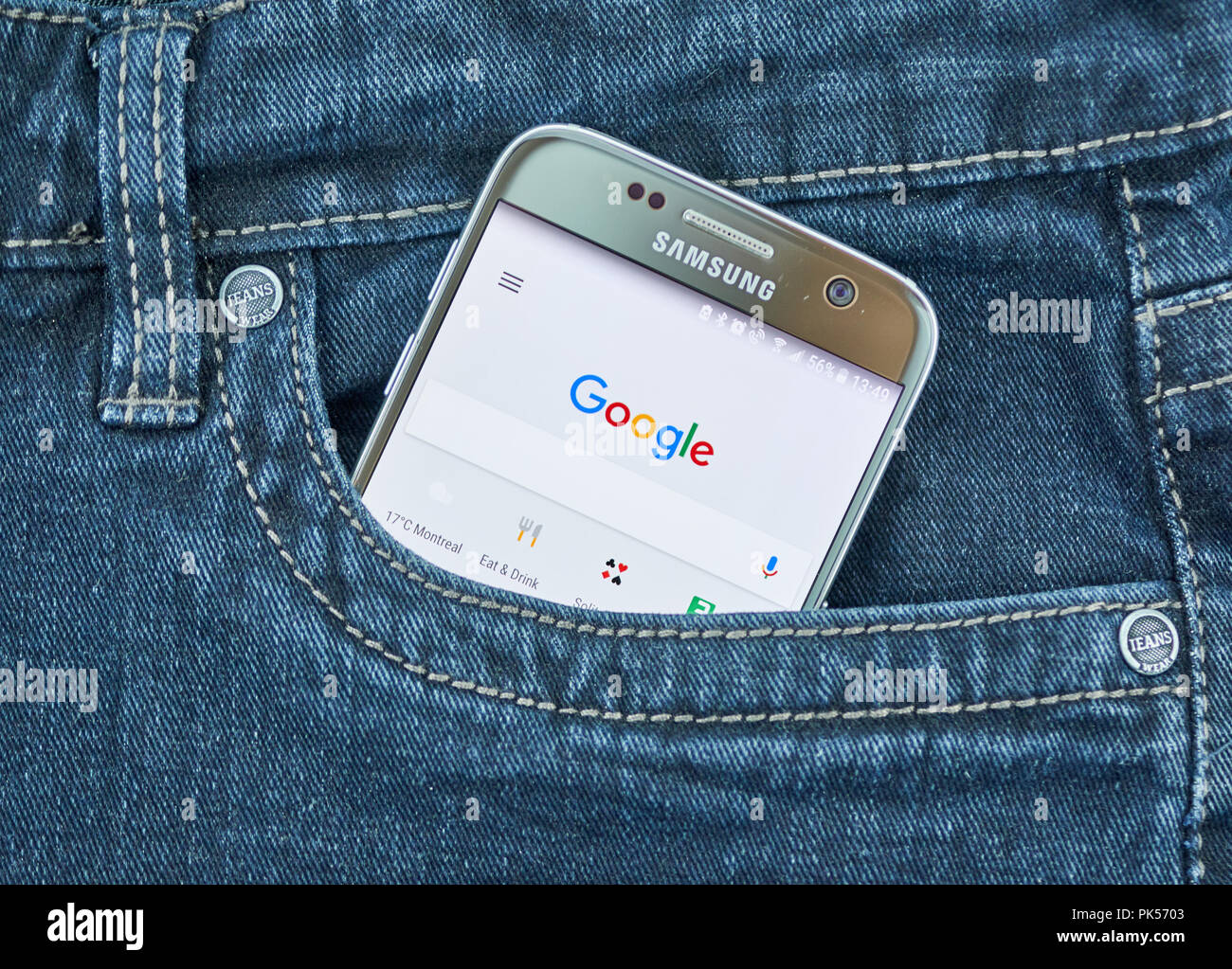 Montréal, Canada - le 8 septembre 2018 : Assistant Google mobile app. Le Google Assistant est un assistant virtuel fourni par l'intelligence artificielle et Banque D'Images