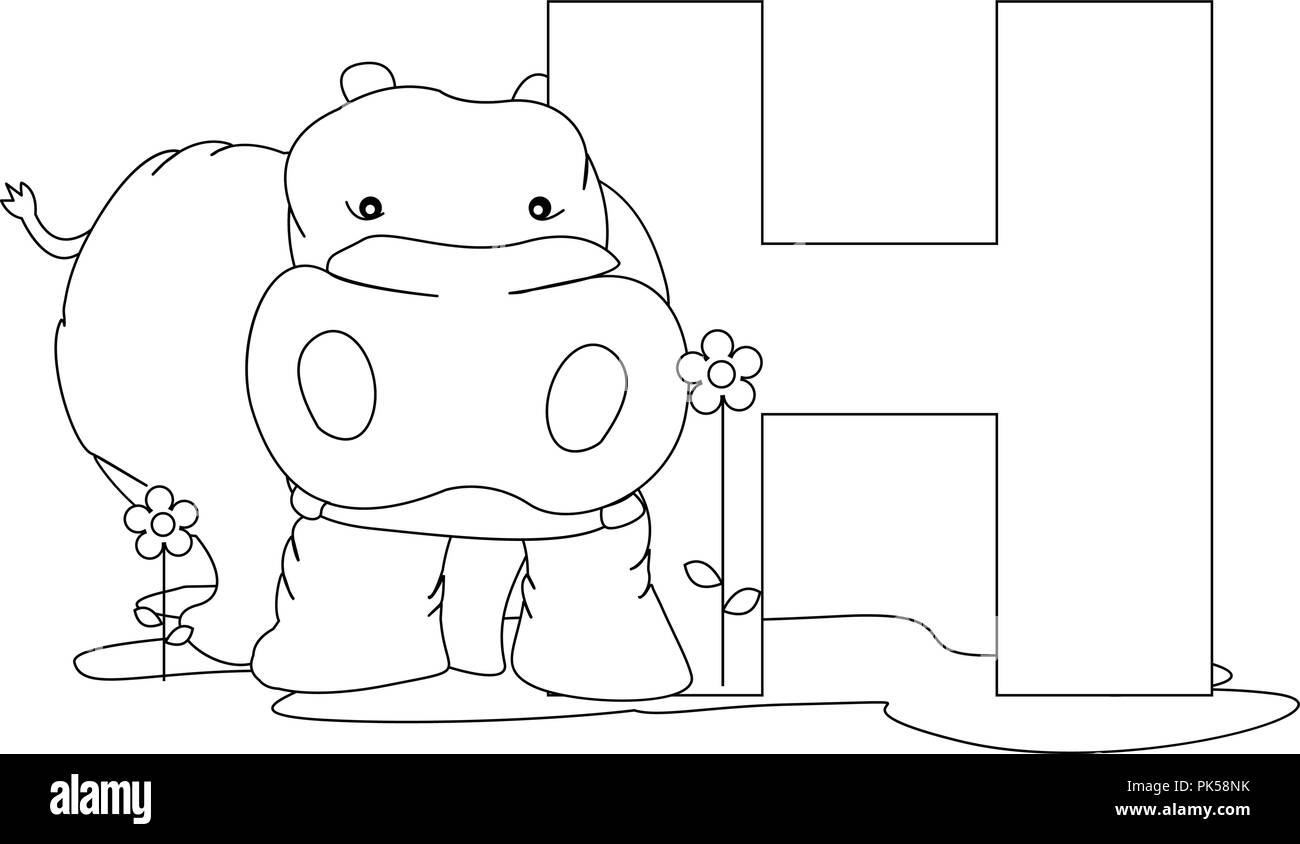 Alphabet des animaux à colorier d'illustration avec énoncés graphiques pour la couleur Illustration de Vecteur