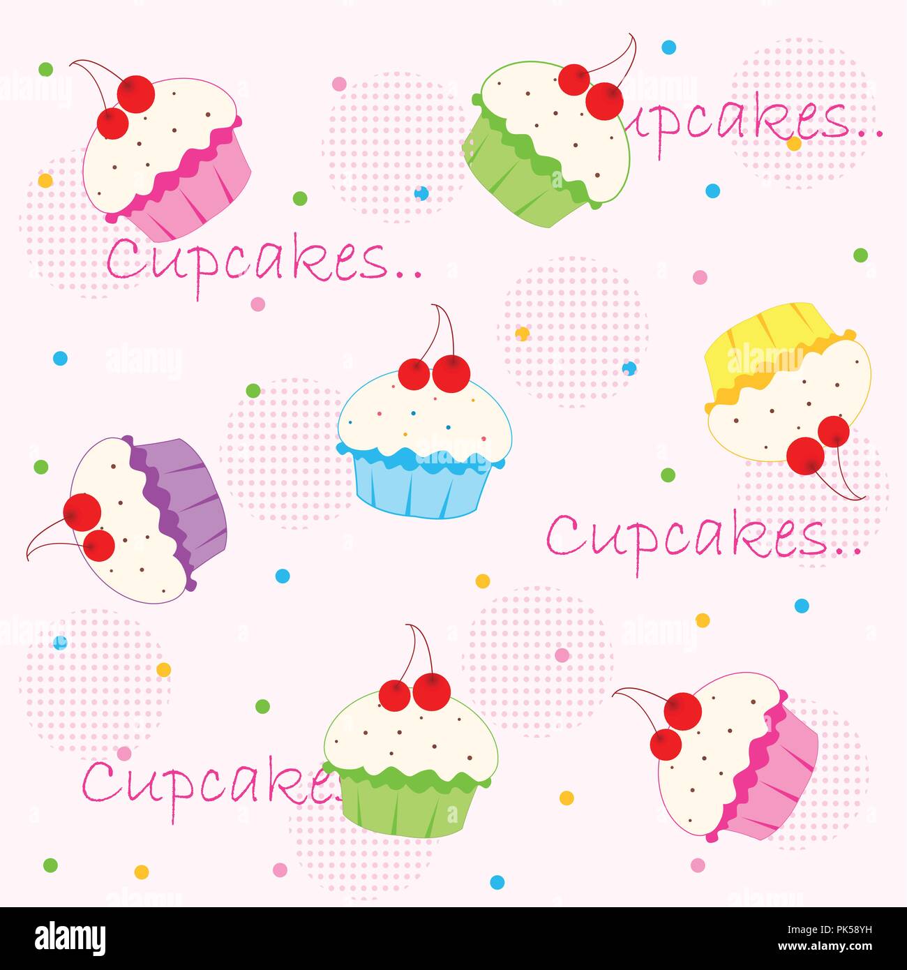 Sweet cupcakes colorés motif transparent / contexte Illustration de Vecteur