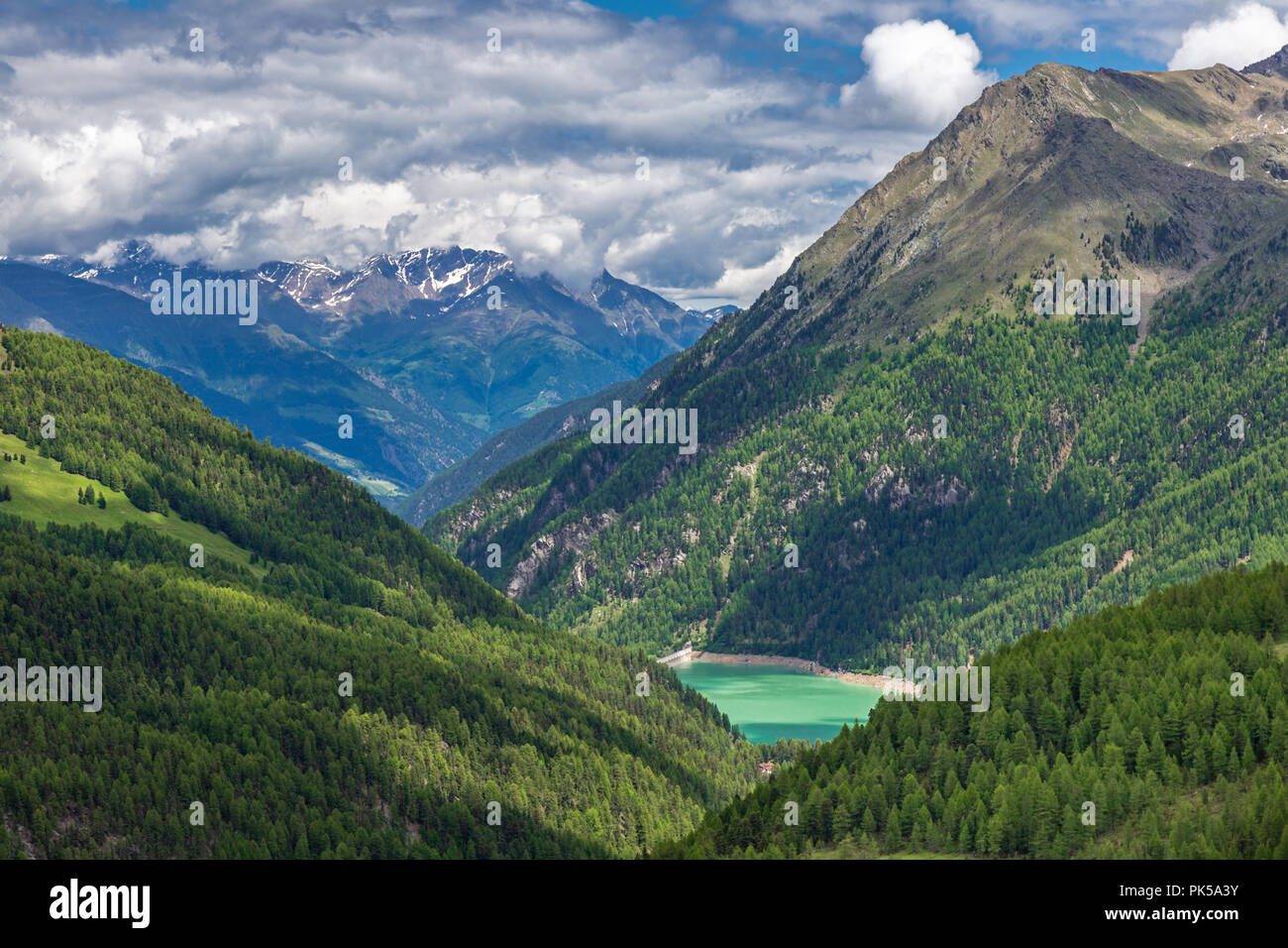 Vue sur la vallée de Martell, le Tyrol du Sud Banque D'Images