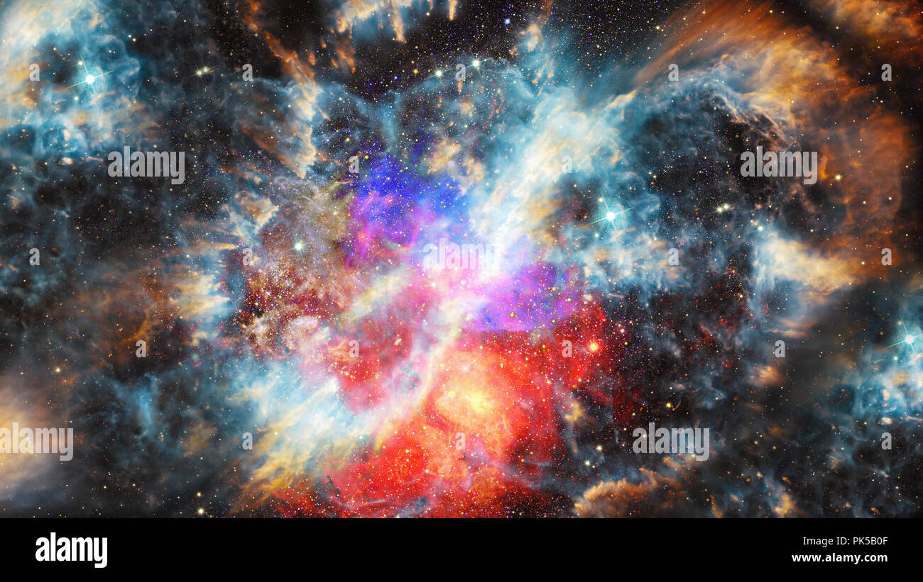 Nebula et Galaxy dans l'espace. Éléments de cette image fournie par la NASA. Banque D'Images