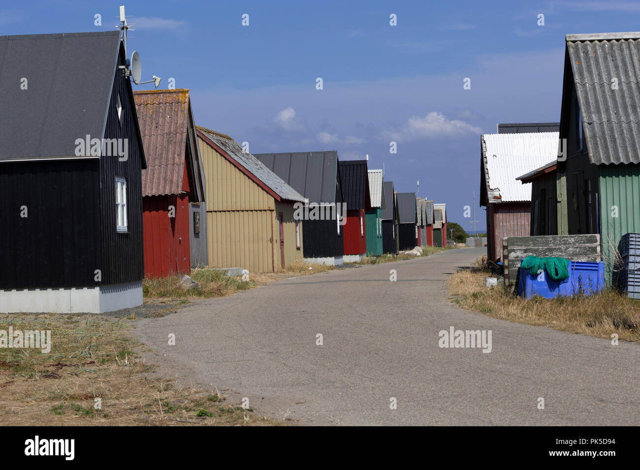 À l'ancien port de pêche 'Gammel Havn' dans Ebeltoft, Danemark, a été de construire des cabines. Au départ, il y avait des cabines pour stocker Fishermen's Banque D'Images