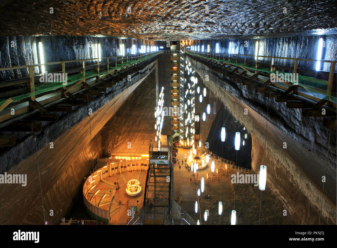 Vue panoramique de la mine à Rudolf la mine de sel de Turda Salina à Turda (Transylvanie), Roumanie Banque D'Images