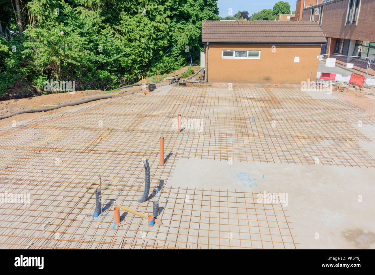 La préparation du site à l'hôpital Velindre Cardiff pour le nouveau centre de soutien de la vie Maggies pour les victimes du cancer et leurs familles Banque D'Images