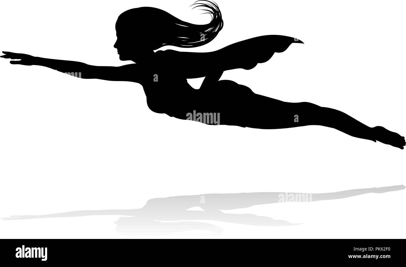 Femme Silhouette de super-héros Illustration de Vecteur