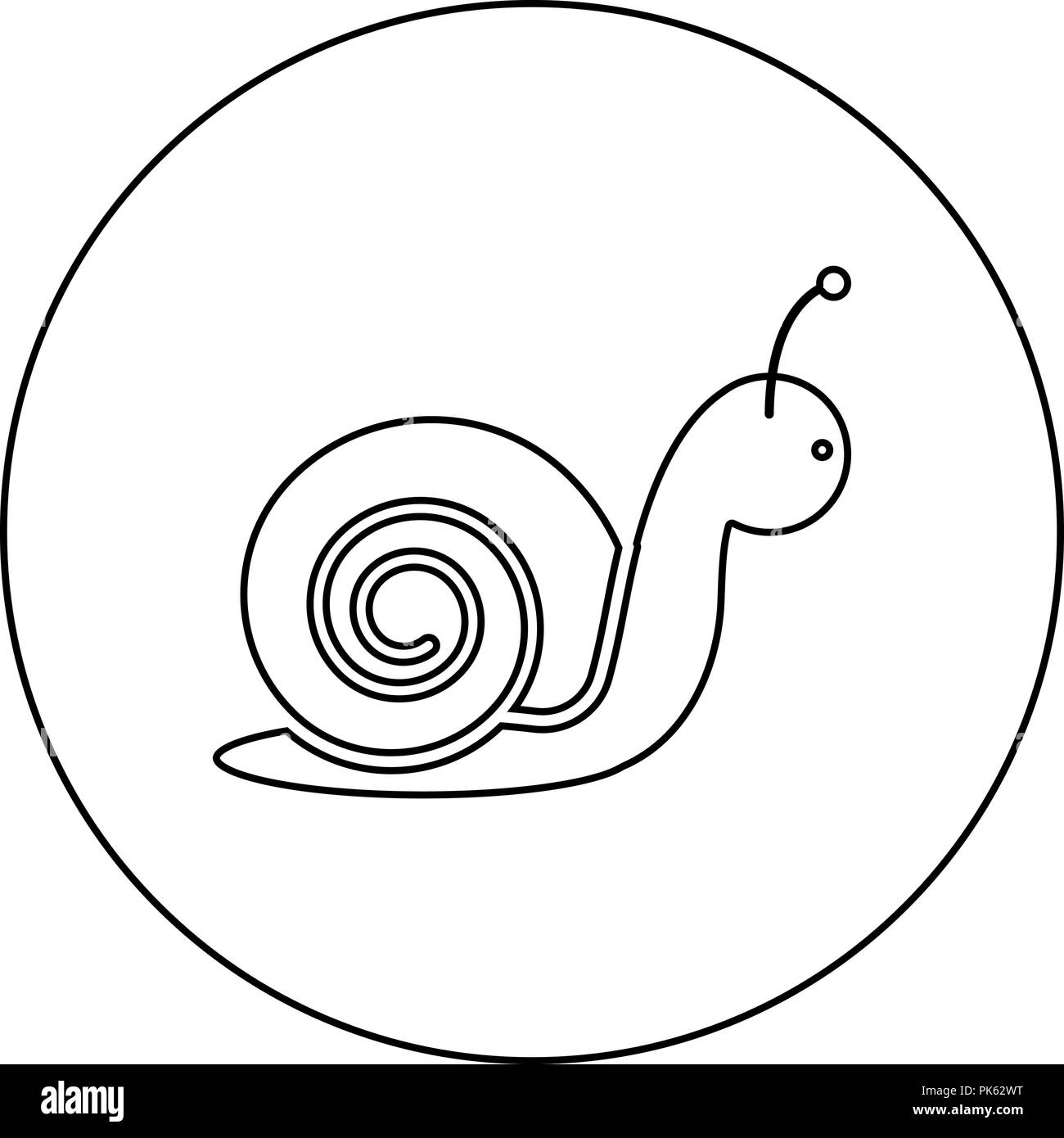 L'icône de l'escargot en couleur noir cercle rond contours vector JE Illustration de Vecteur