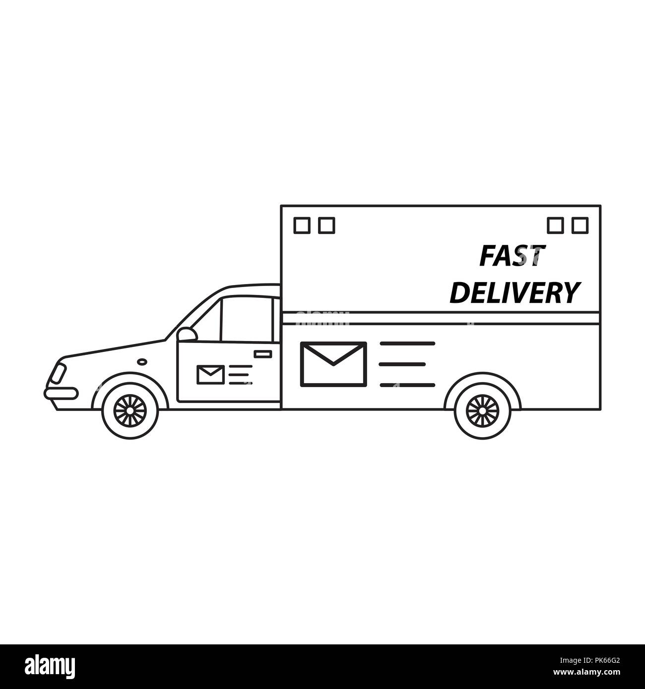 Service de livraison voiture dans le style d'art de la ligne Illustration de Vecteur