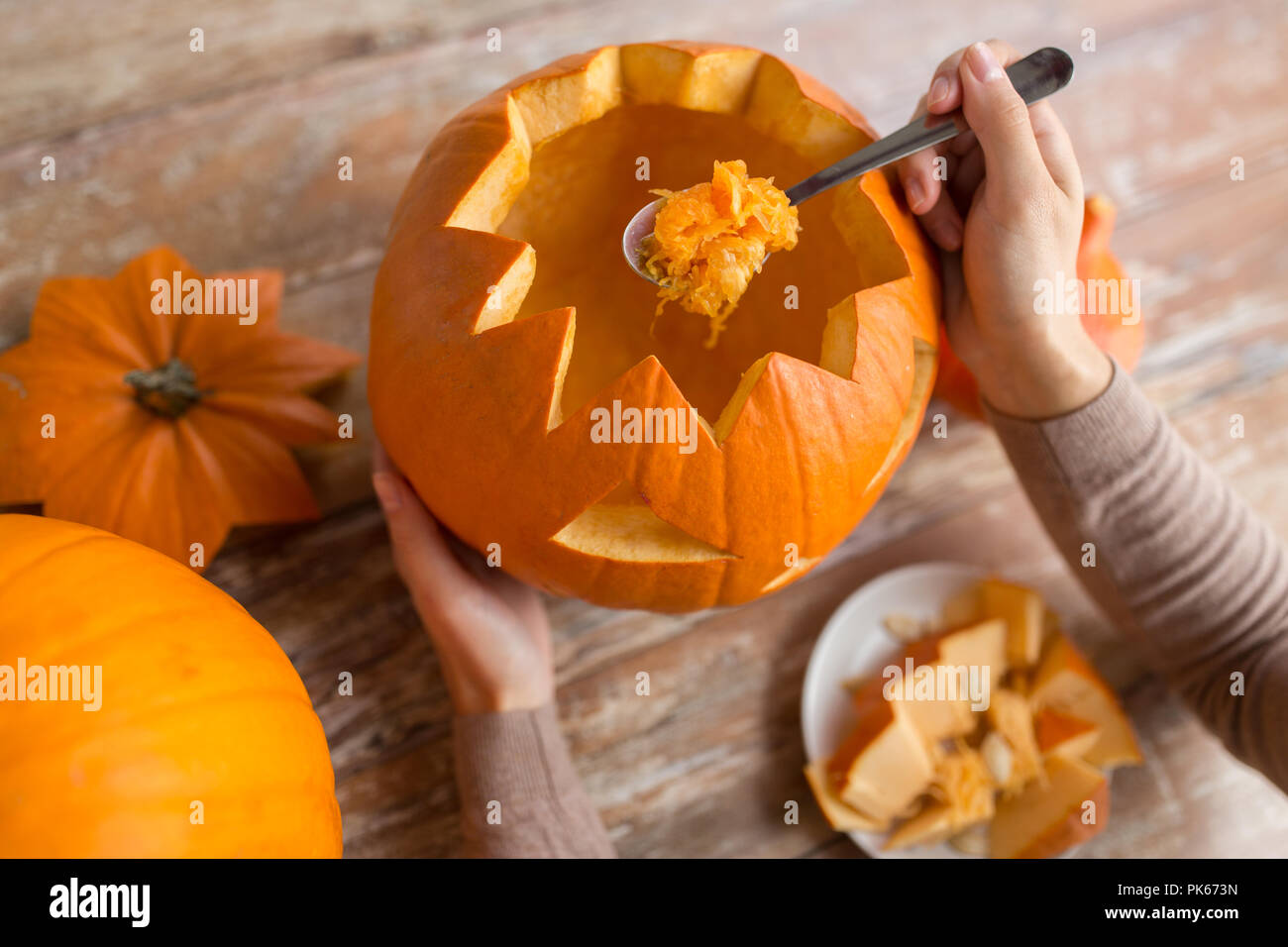 La sculpture de citrouille halloween Banque D'Images