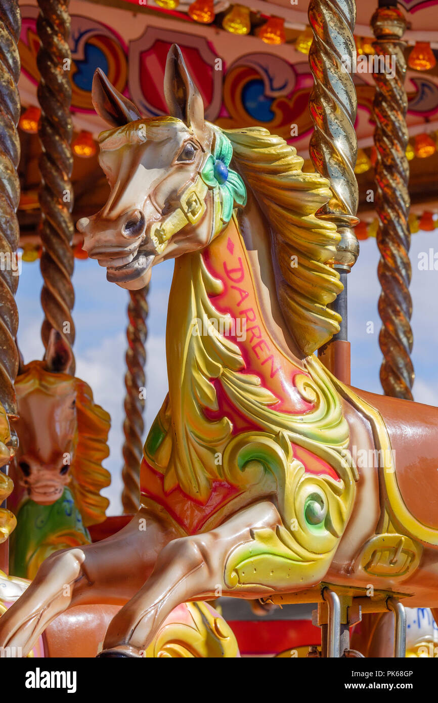 Juste des chevaux du carrousel au sol Banque D'Images