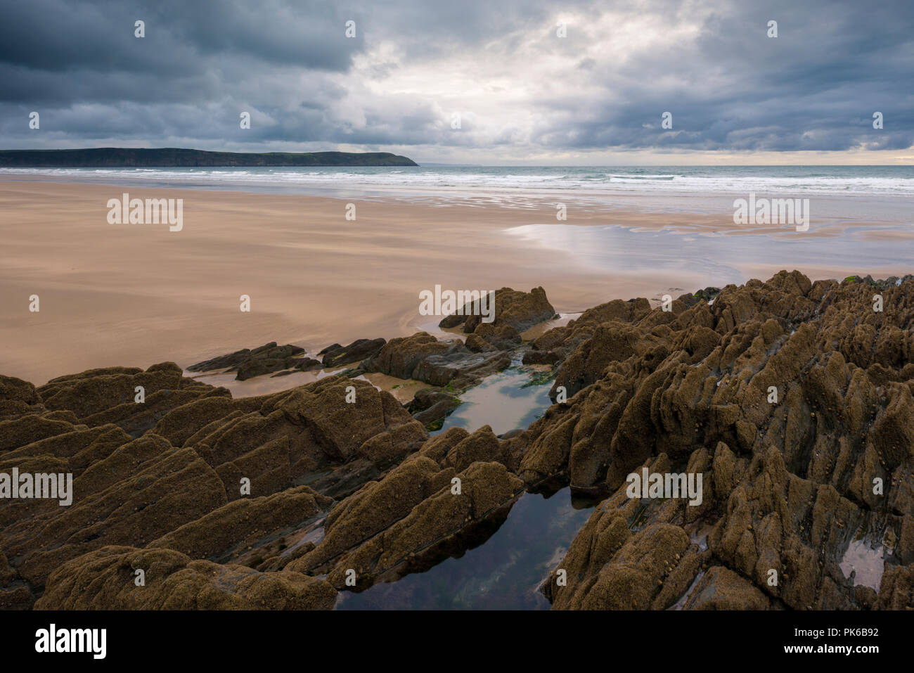 Woolacombe Sable sur la côte nord du Devon, Angleterre. Banque D'Images