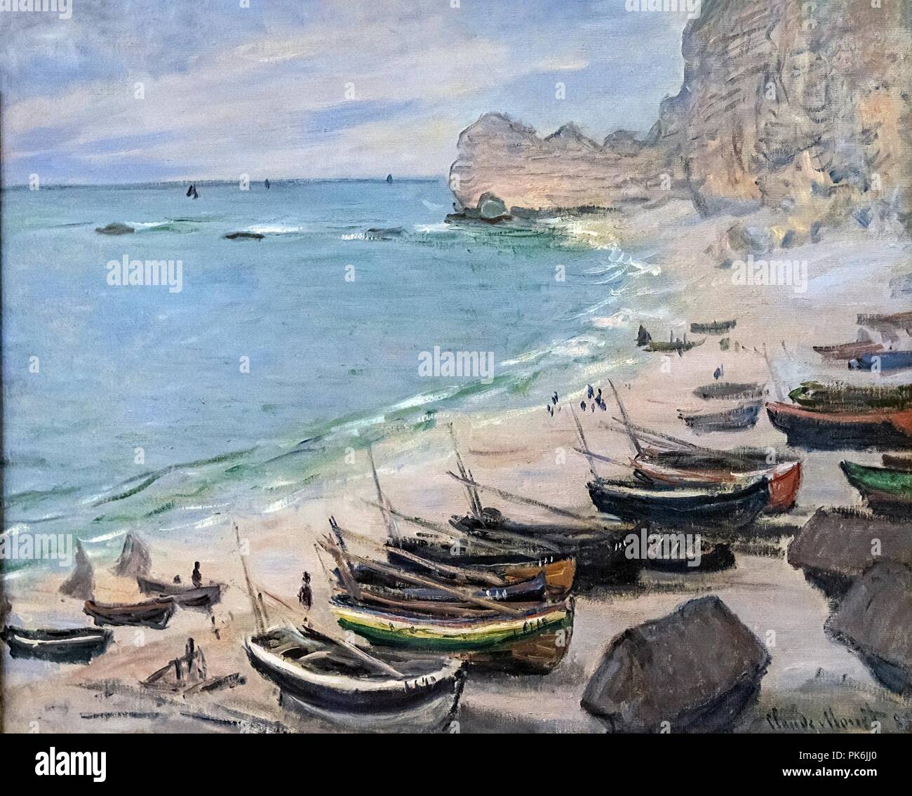 Fondation Bemberg Toulouse - bateaux sur la plage à Etretat - Claude Monet - 1883 65x81 Inv.2077. Banque D'Images