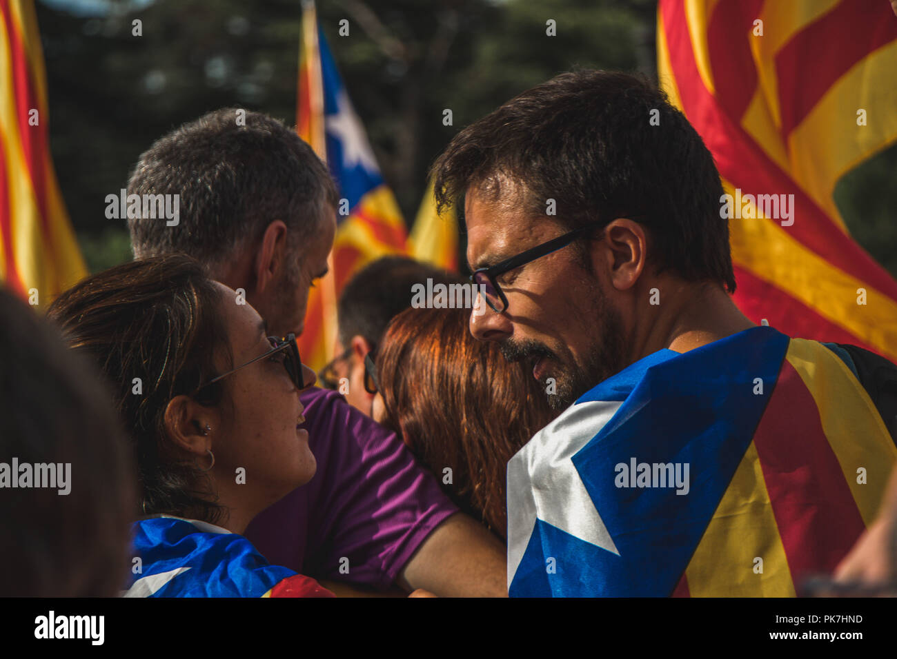 Barcelone, Espagne. 11 Septembre, 2018. Journée nationale de Catalunya (Diada de Catalunya), mille de personnes prenant part à la manifestation Crédit : Zhuliyan Zhekov/Alamy Live News Banque D'Images
