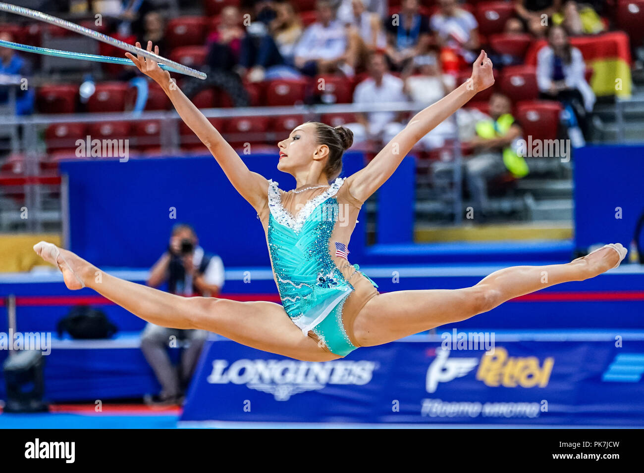 11 septembre 2018 : Evita de Griskenas - United States lors des Championnats du Monde de Gymnastique Rythmique à l'Arena Armeec de Sofia à la 36e FIG Gymnastique Rythmique Championnats du monde. Ulrik Pedersen/CSM Banque D'Images