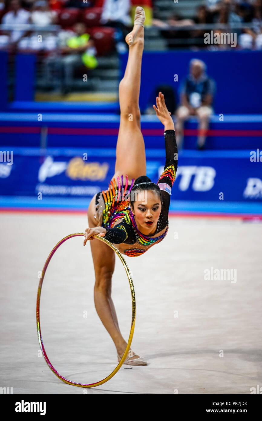 11 septembre 2018 : Laura Zeng de Â United States lors des Championnats du Monde de Gymnastique Rythmique à l'Arena Armeec de Sofia à la 36e FIG Gymnastique Rythmique Championnats du monde. Ulrik Pedersen/CSM Banque D'Images