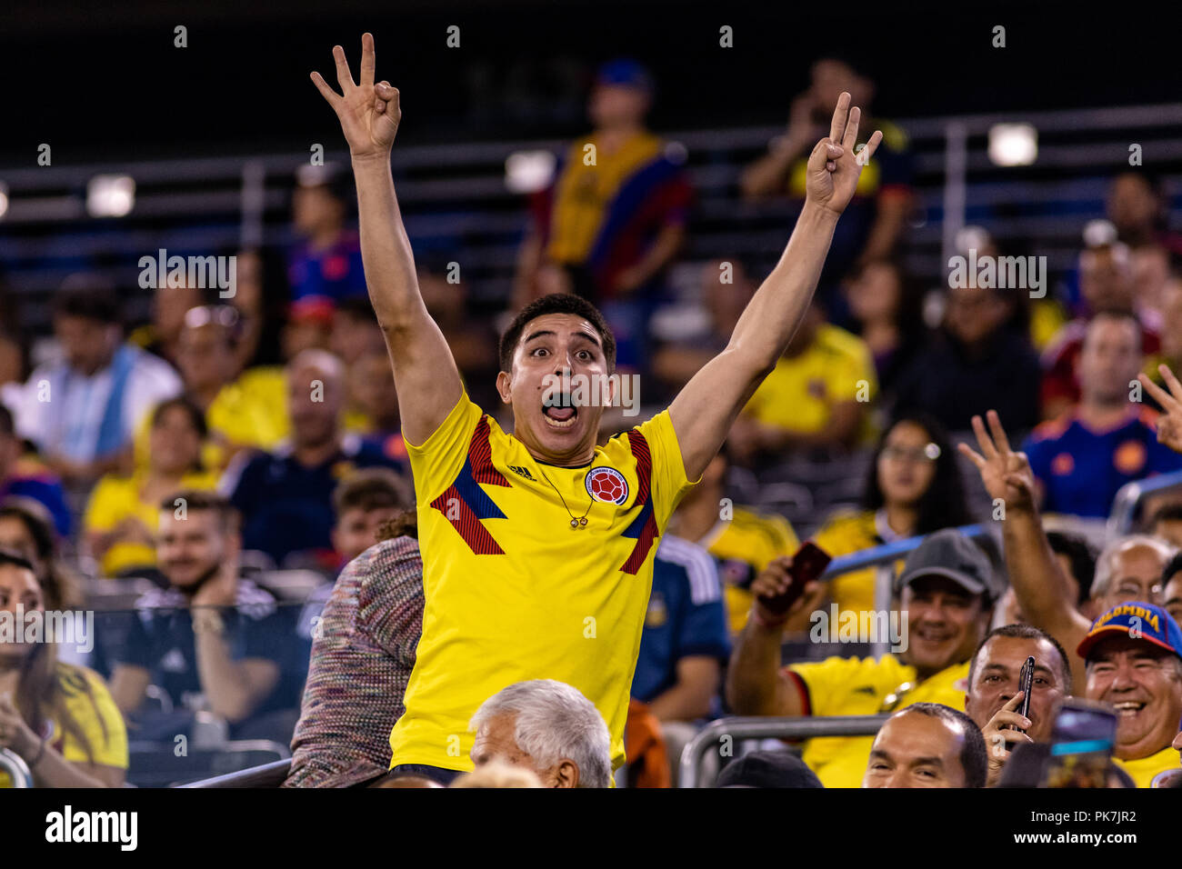 East Rutherford, NJ, USA. 11 Septembre, 2018. Les fidèles colombiens sont en force pour leur match amical contre l'Argentine au Stade Metlife. © Ben Nichols/Alamy Live News. Banque D'Images