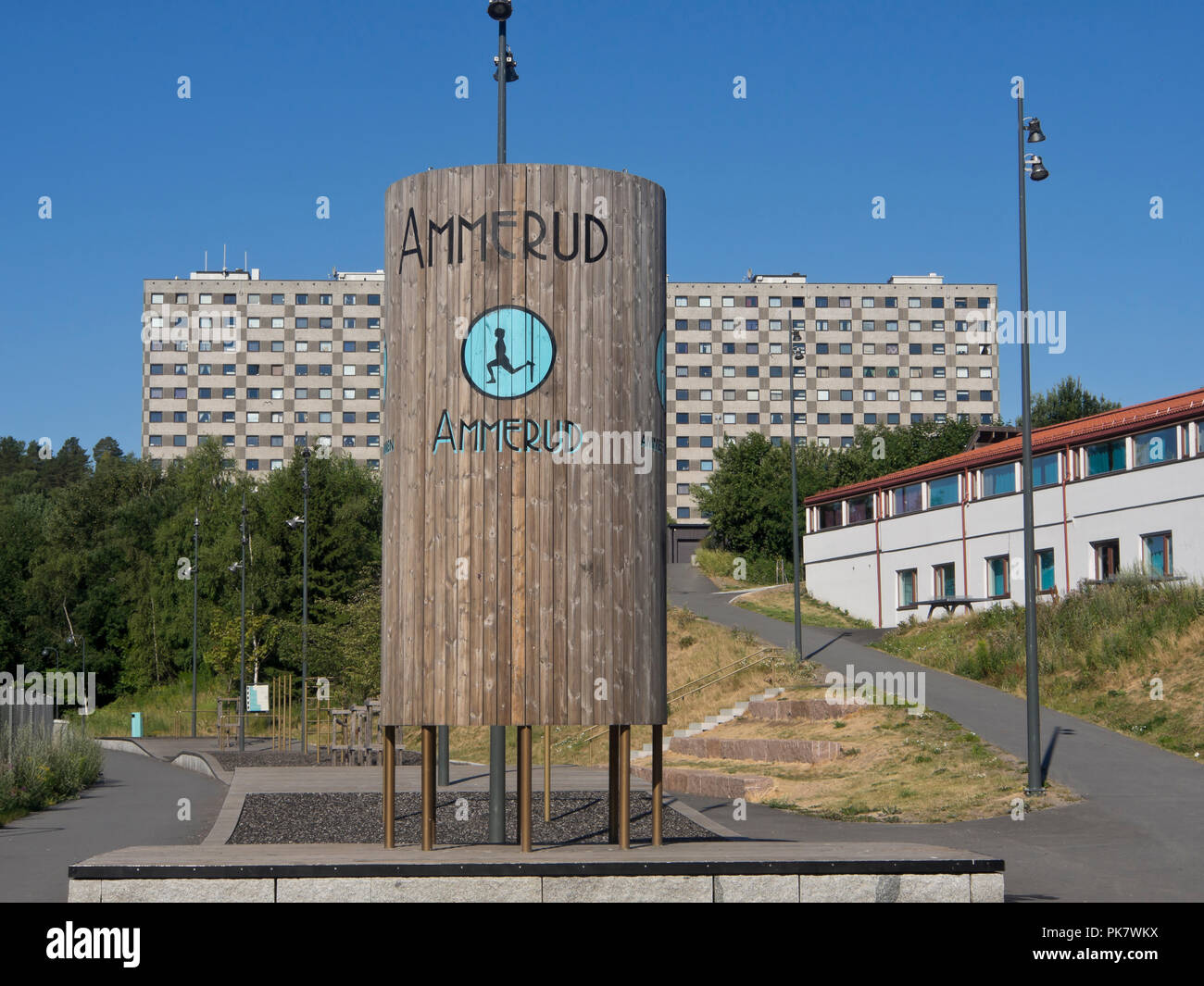 Dans la banlieue Ammerud Groruddalen valley à Oslo Norvège Banque D'Images