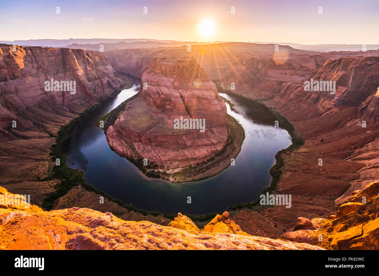 Horseshoe Bend magnifique au coucher du soleil ,page,arizona,USA. Banque D'Images