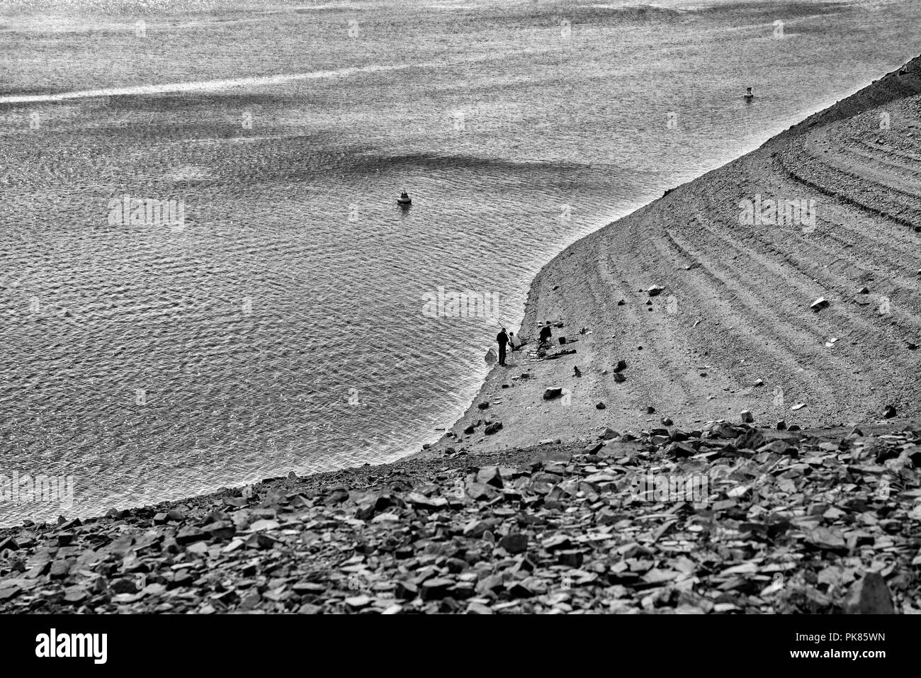 Le lac Edersee à marée basse, Hesse, Germany, Europe Banque D'Images