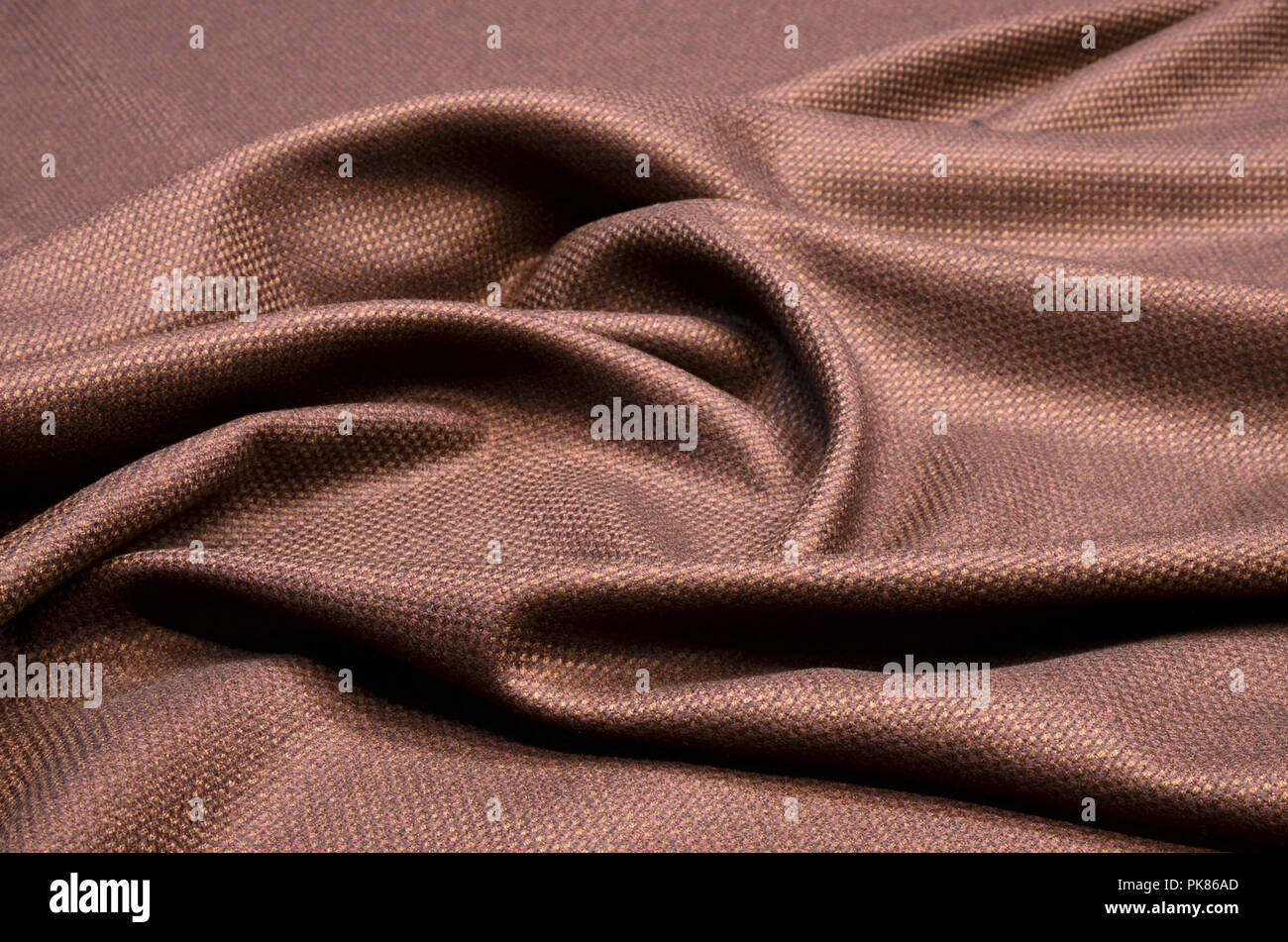 Tissu costume, tweed de laine marron-bourgogne. Banque D'Images