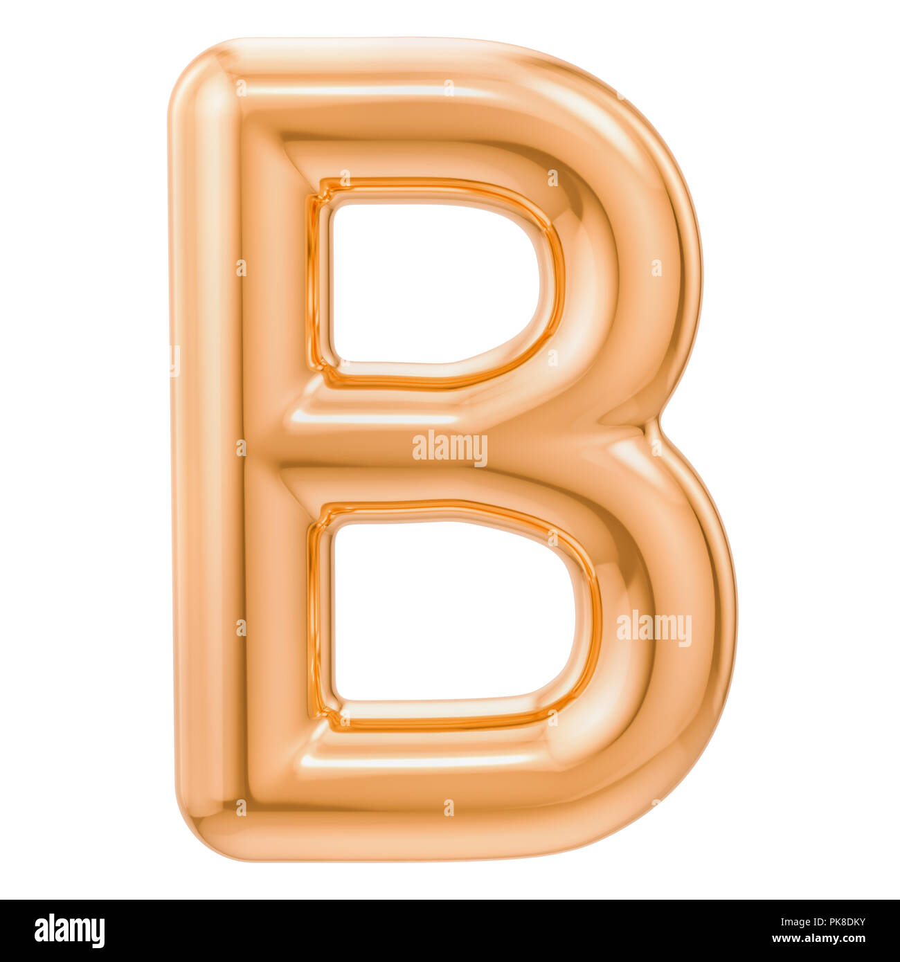 Golden lettre B, 3D Rendering isolé sur fond blanc Banque D'Images