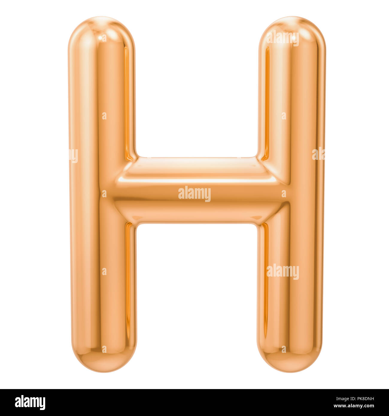 Golden lettre H, 3D Rendering isolé sur fond blanc Banque D'Images