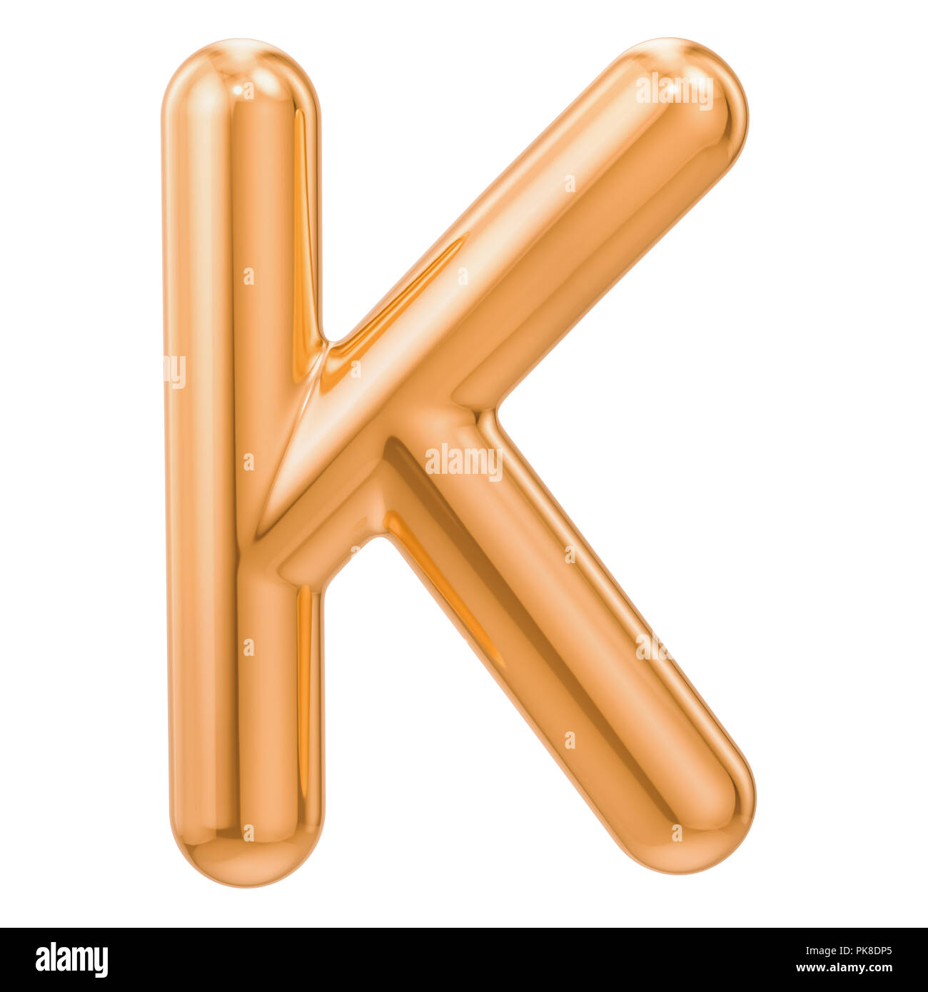 Golden lettre K, 3D Rendering isolé sur fond blanc Banque D'Images
