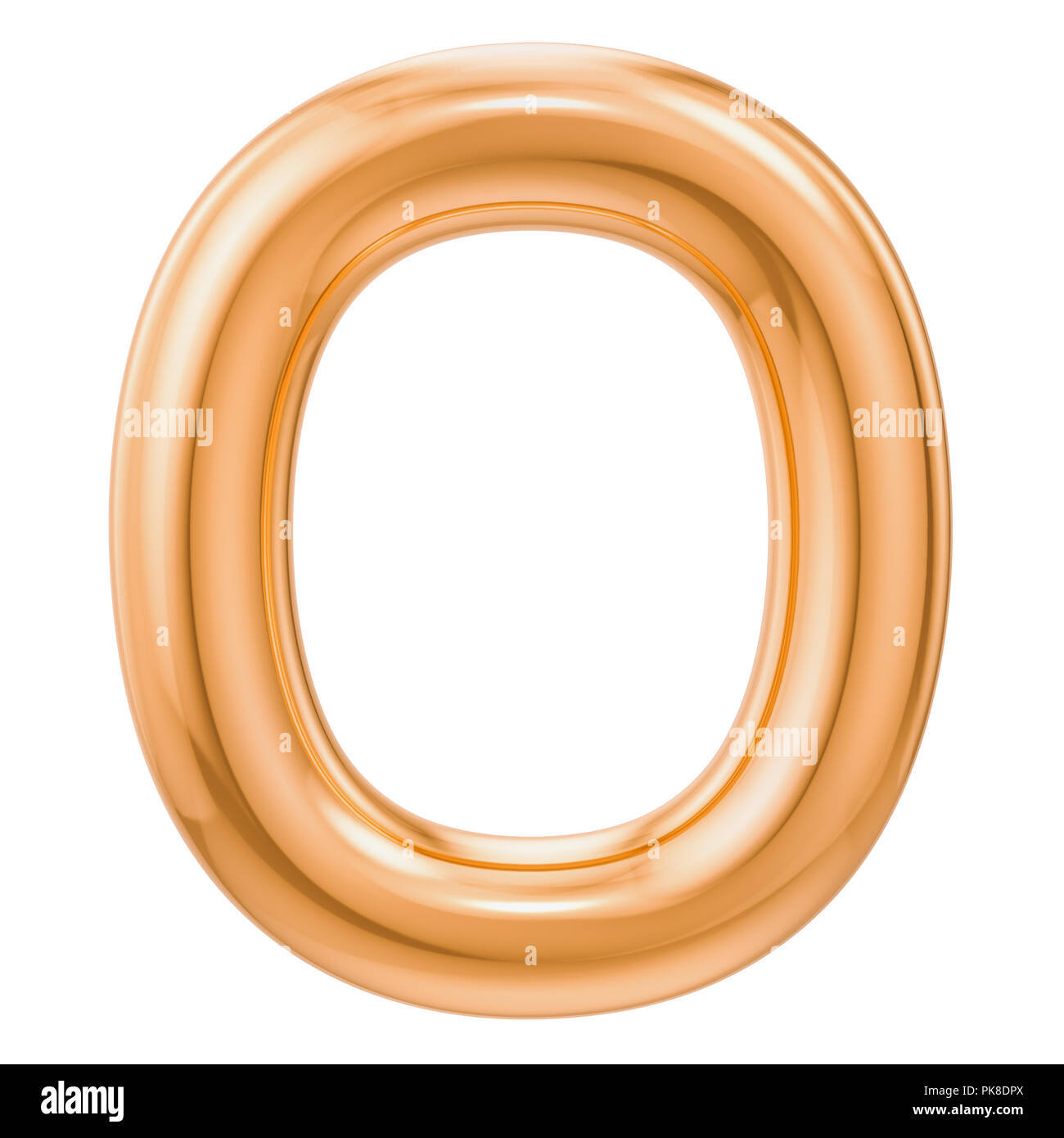 Golden lettre O, 3D Rendering isolé sur fond blanc Banque D'Images