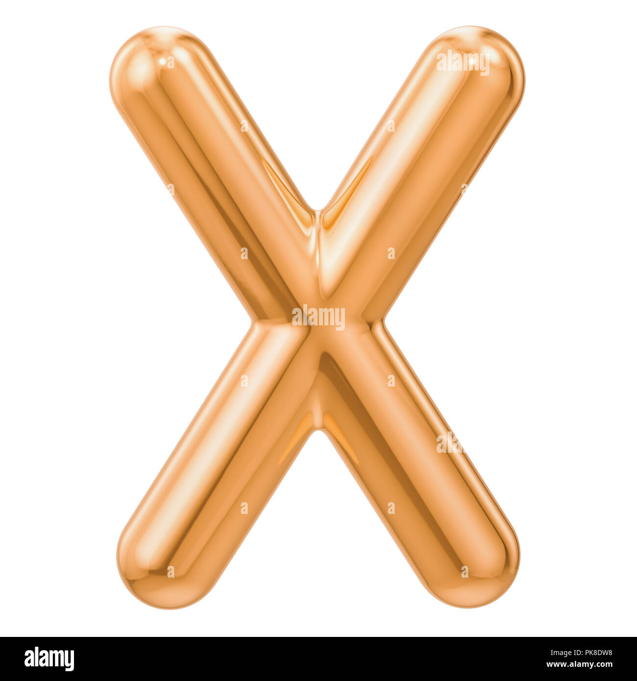 Golden lettre X, 3D Rendering isolé sur fond blanc Banque D'Images