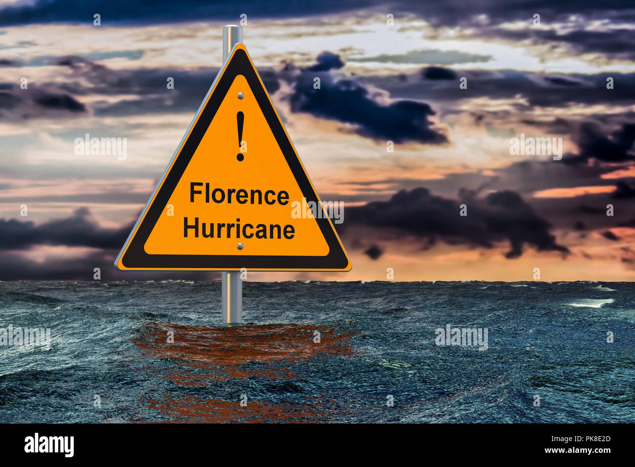 L'ouragan Florence, concept d'inondation. Le rendu 3D Banque D'Images