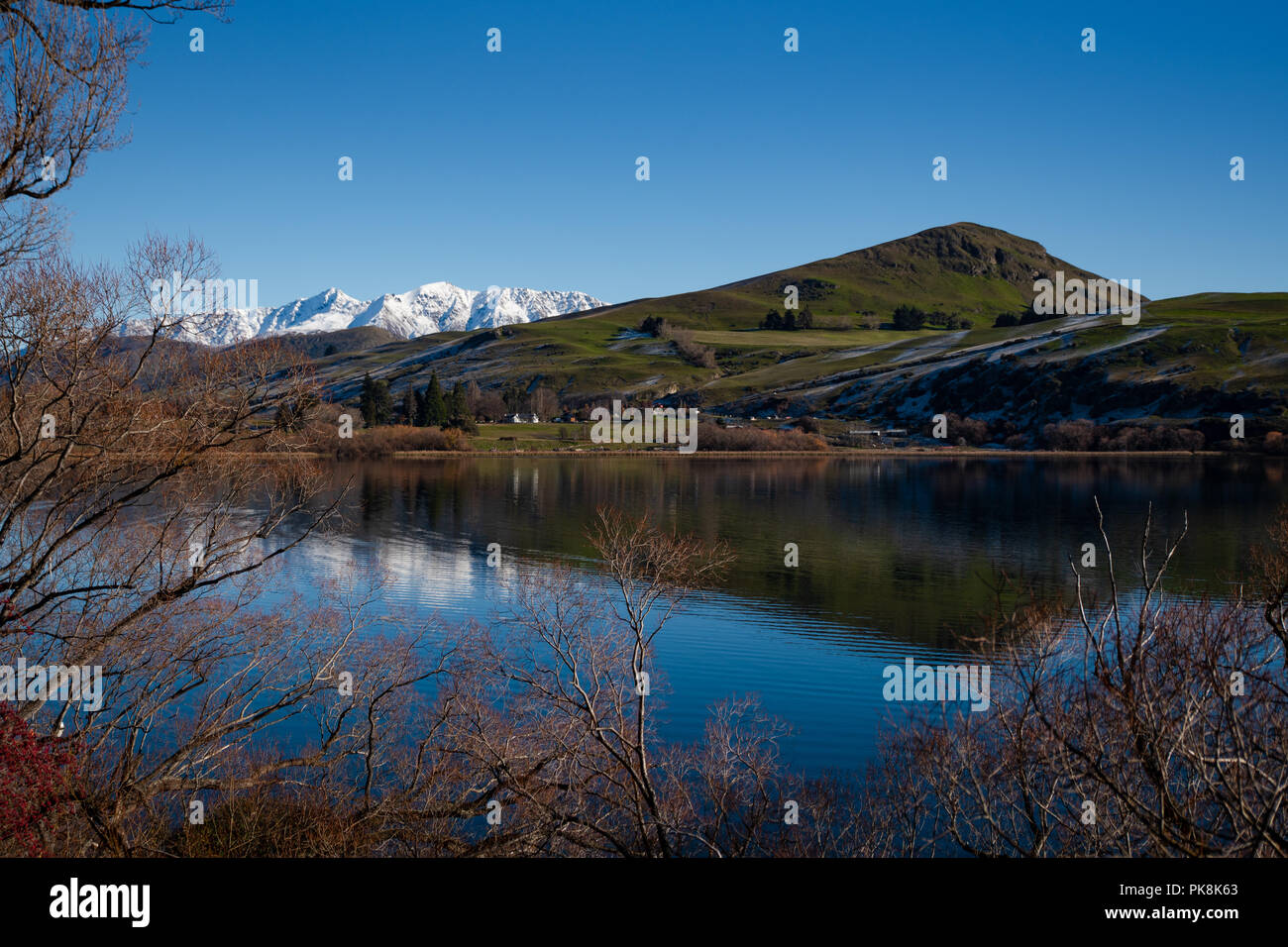 Vue d'hiver de Lake Hayes, Queenstown, Nouvelle-Zélande Banque D'Images