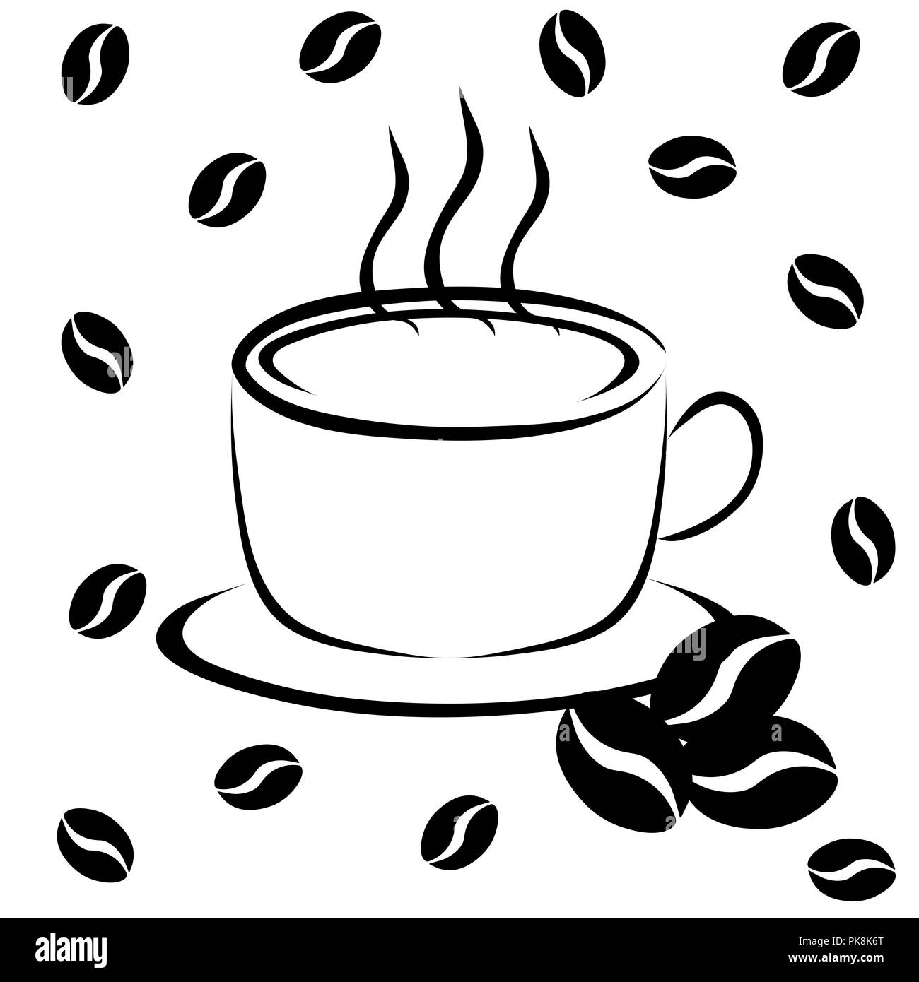 Tasse de café et les grains de café Illustration de Vecteur
