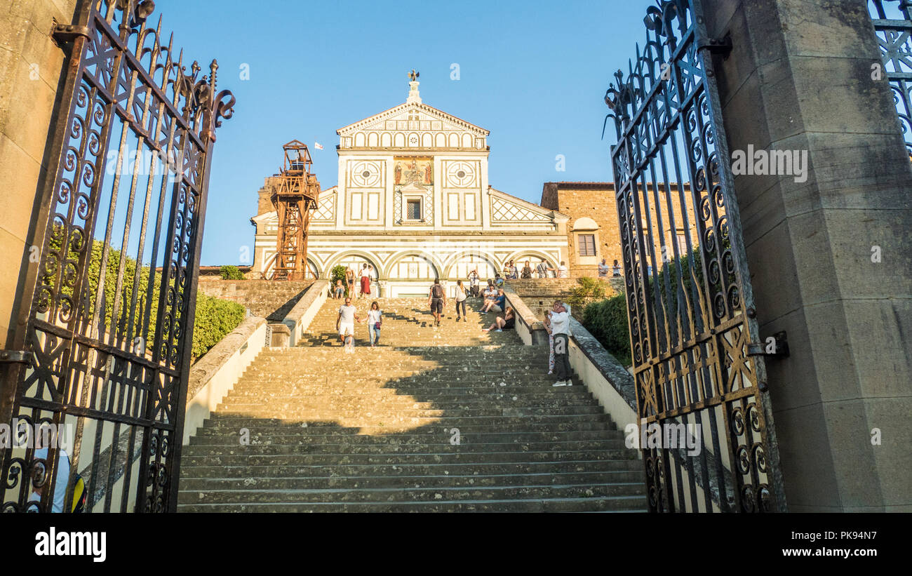 L'Art Roman conçu la basilique San Miniato al Monte de Florence, Toscane, Italie. Banque D'Images