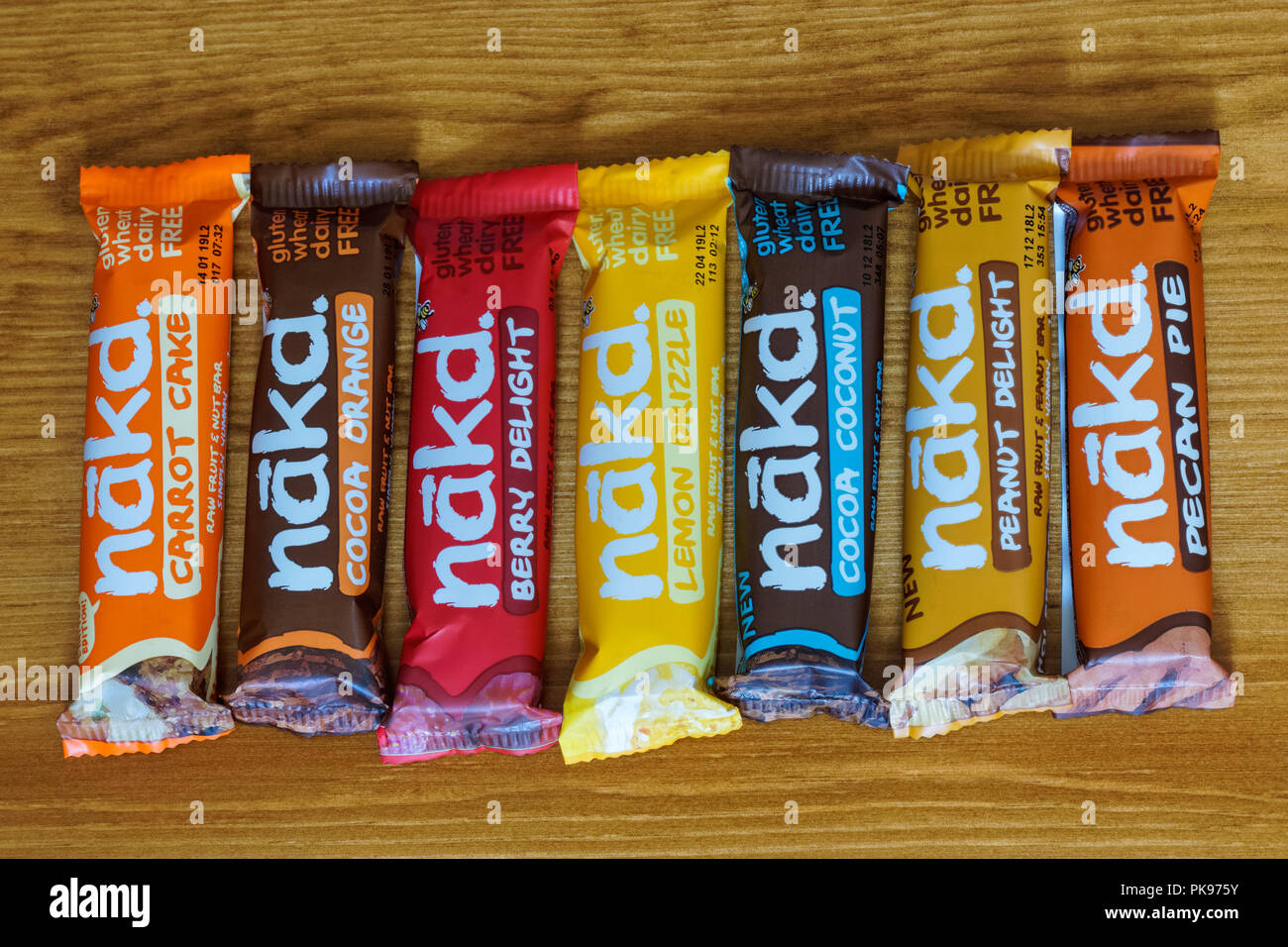 Sélection de bars Nakd naturel sain Banque D'Images