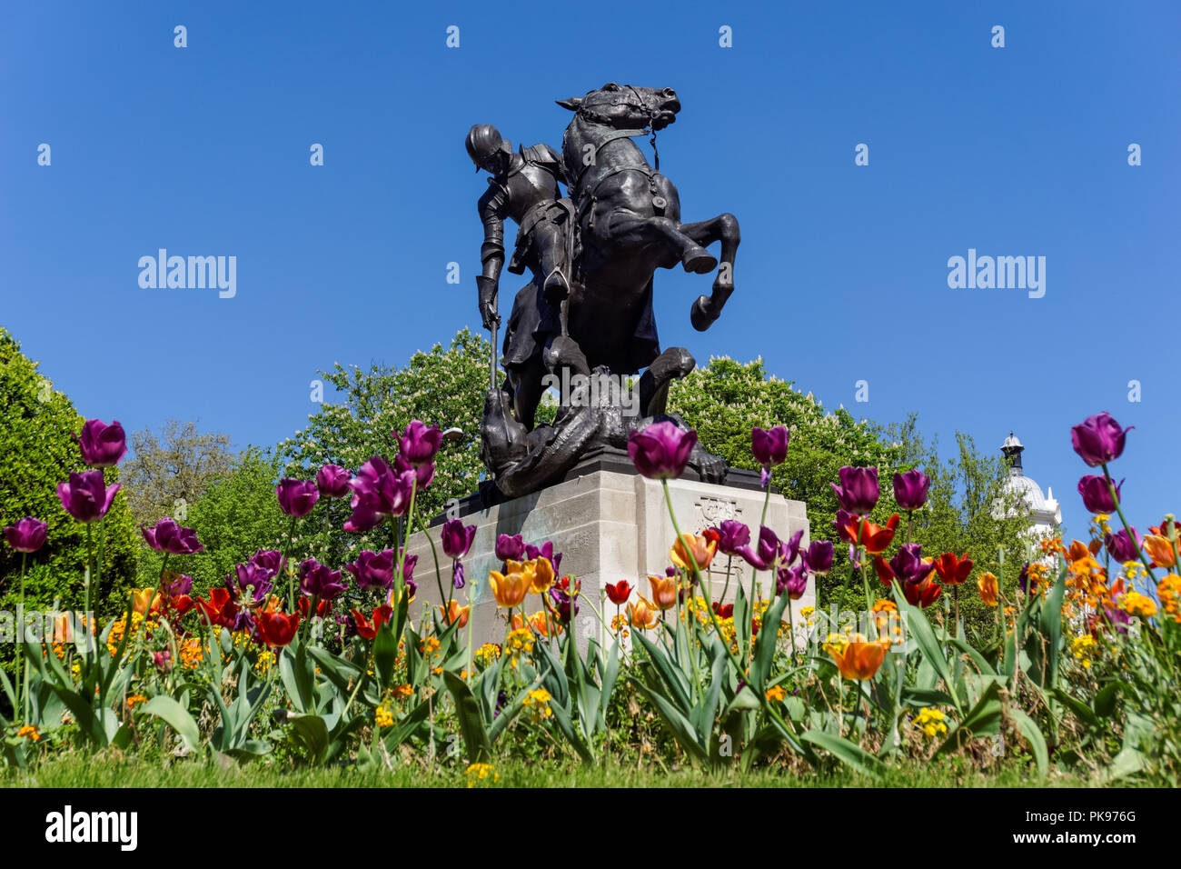 St. George et la statue du Dragon à Londres, Angleterre, Royaume-Uni Banque D'Images