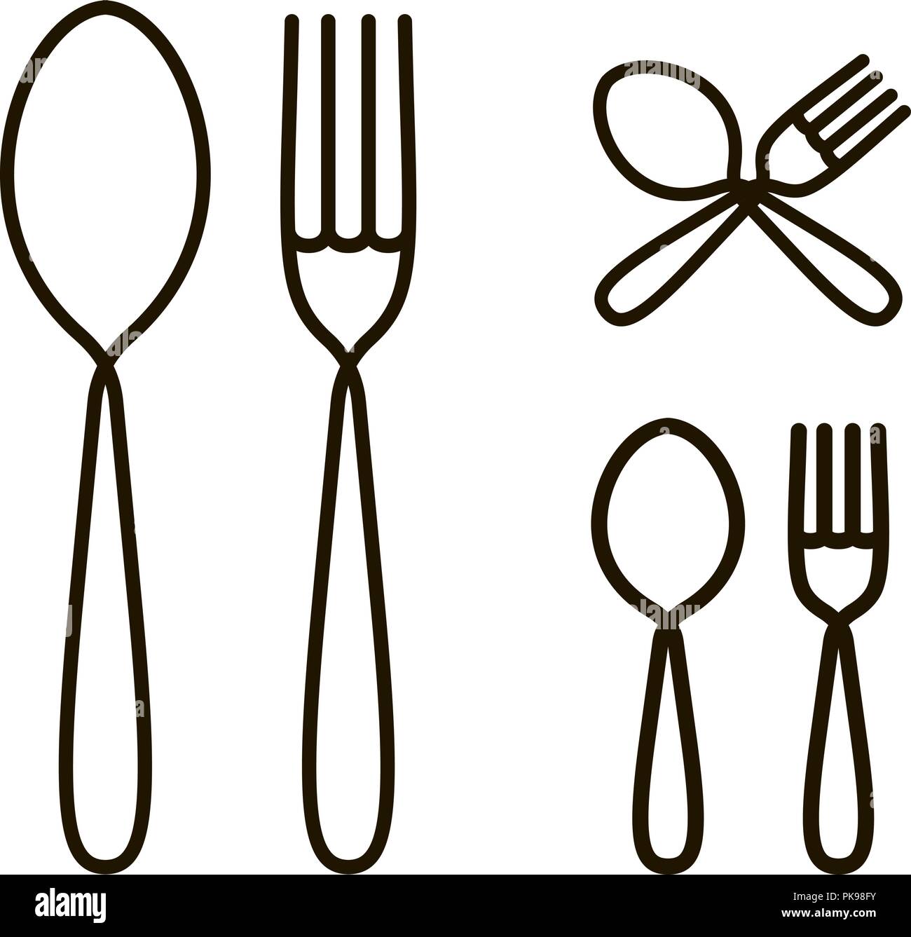 Cuillère et fourchette icône ou logo. Restaurant menu Symbole. Vector Illustration de Vecteur