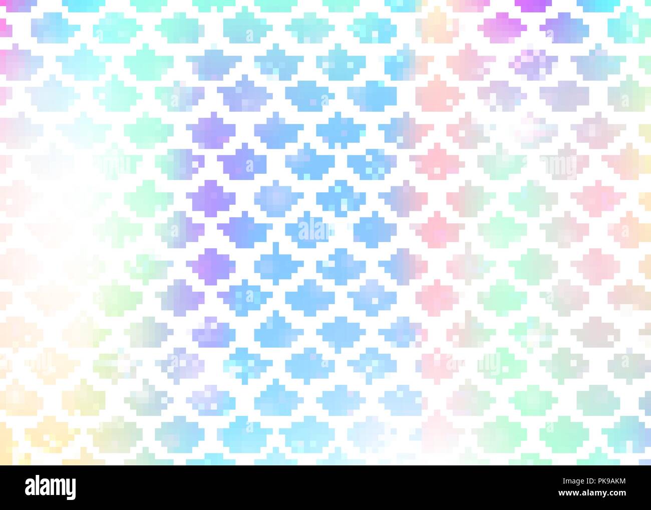 Mermaid Princess Kawaii avec fond arc-en-ciel motif écailles. Illustration de Vecteur