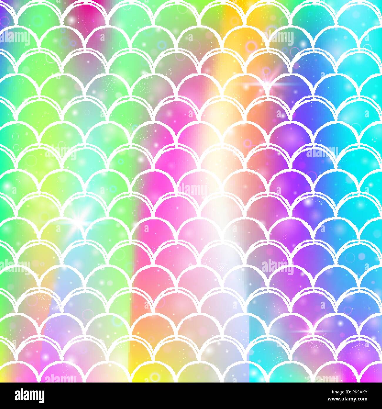 Mermaid Princess kawaii avec arrière-plan modèle de l'échelle de l'arc-en-ciel. Illustration de Vecteur