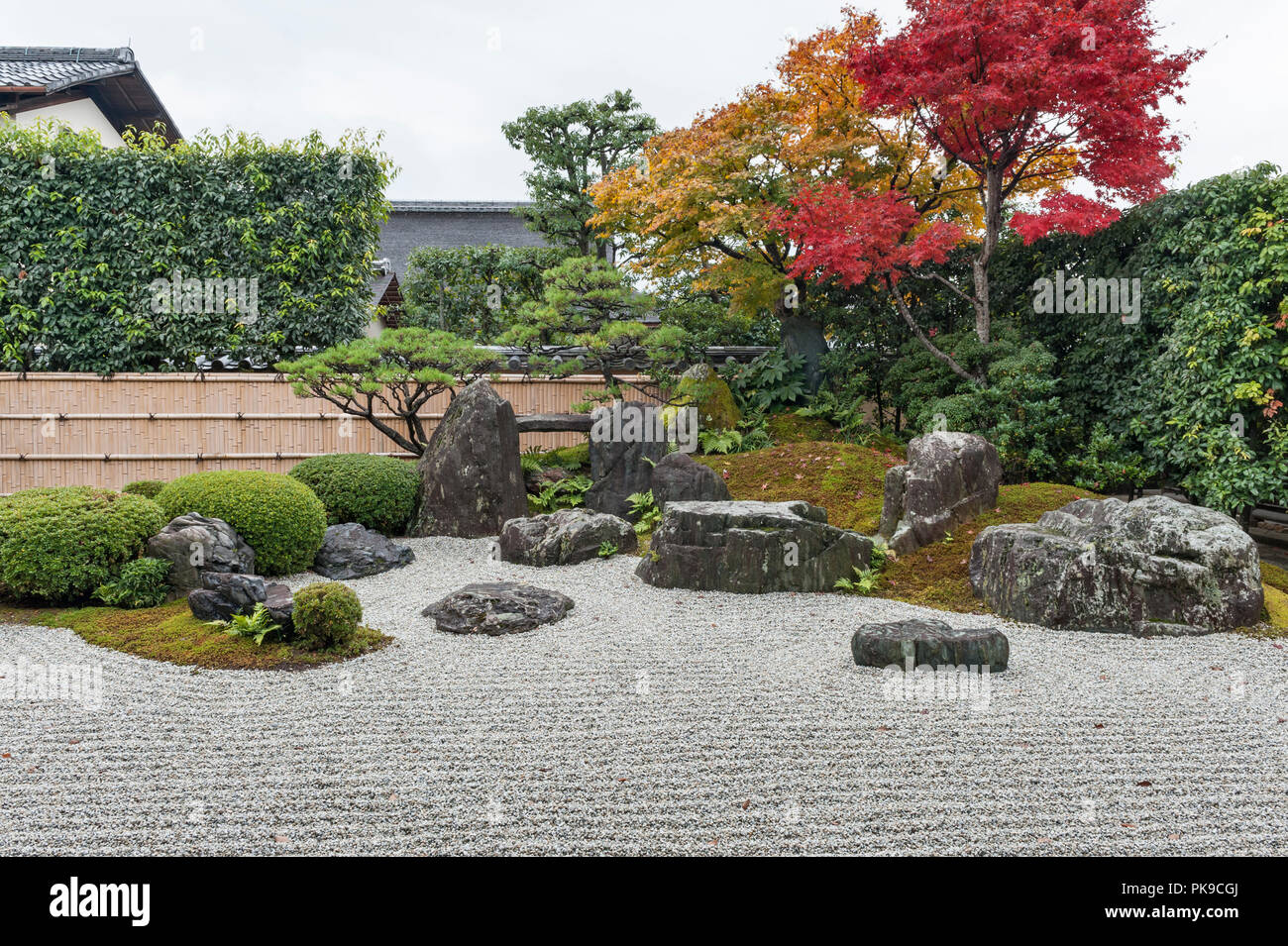 Temple Daitoku-ji, Kyoto, Japon. Les jardins de Korin-dans temple zen, fondée en 1520. Le jardin représente un paysage chinois idéalisée Banque D'Images