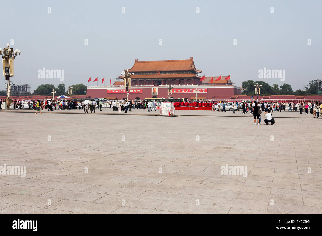 Vue sur la place Tiananmen et la Cité Interdite. Beijing, Chine. Banque D'Images