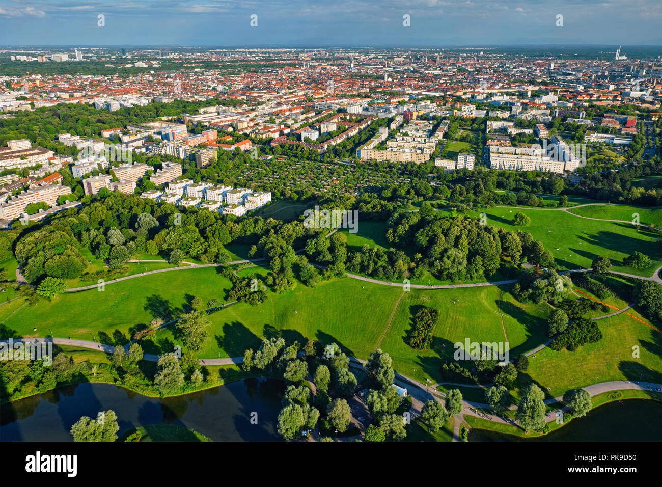 Vue aérienne de l'Olympiapark . Munich, Bavière, Allemagne Banque D'Images