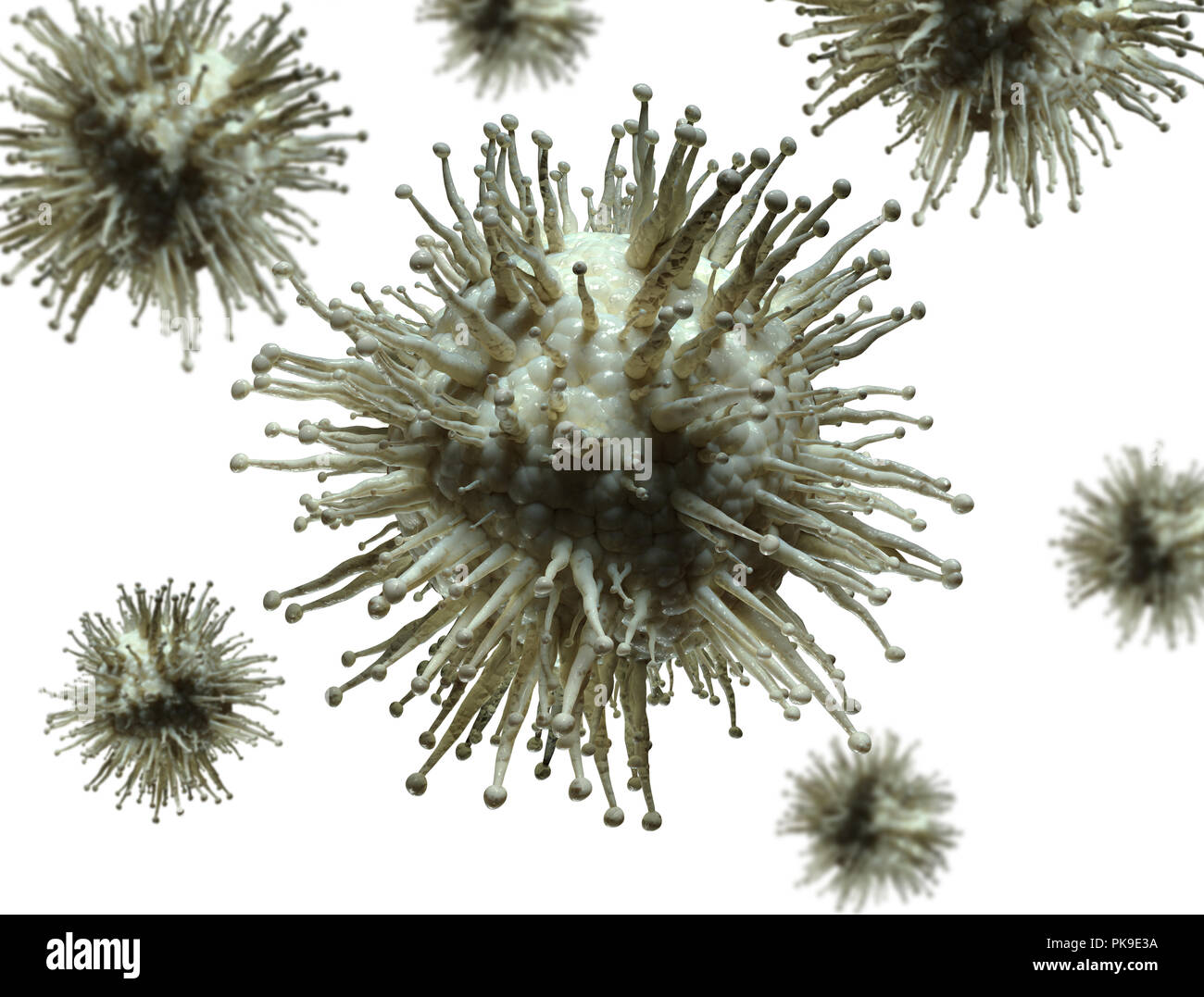 3D Virus conceptuel des cellules. Isolé sur fond blanc Banque D'Images