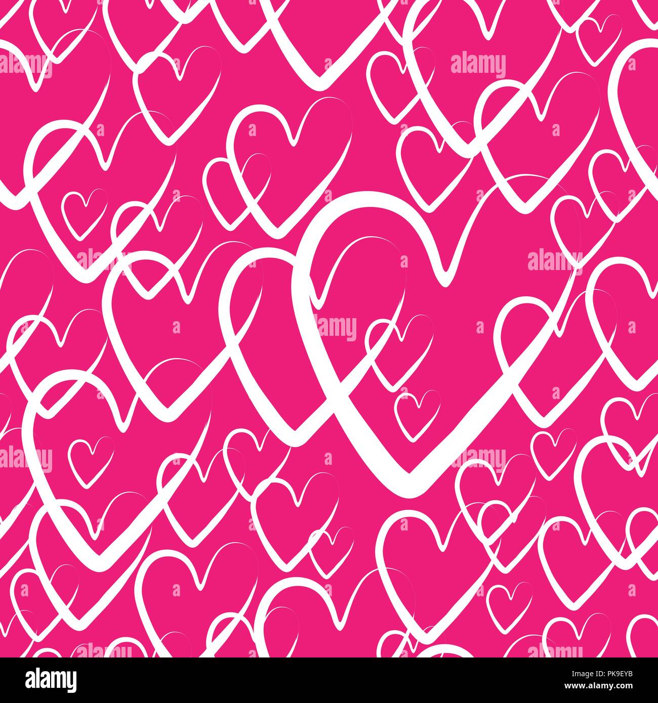 Coeurs sans fond. coeurs pour la Saint-Valentin, vector illustration. rose motif de fond avec des éléments dessinés à la main. Illustration de Vecteur