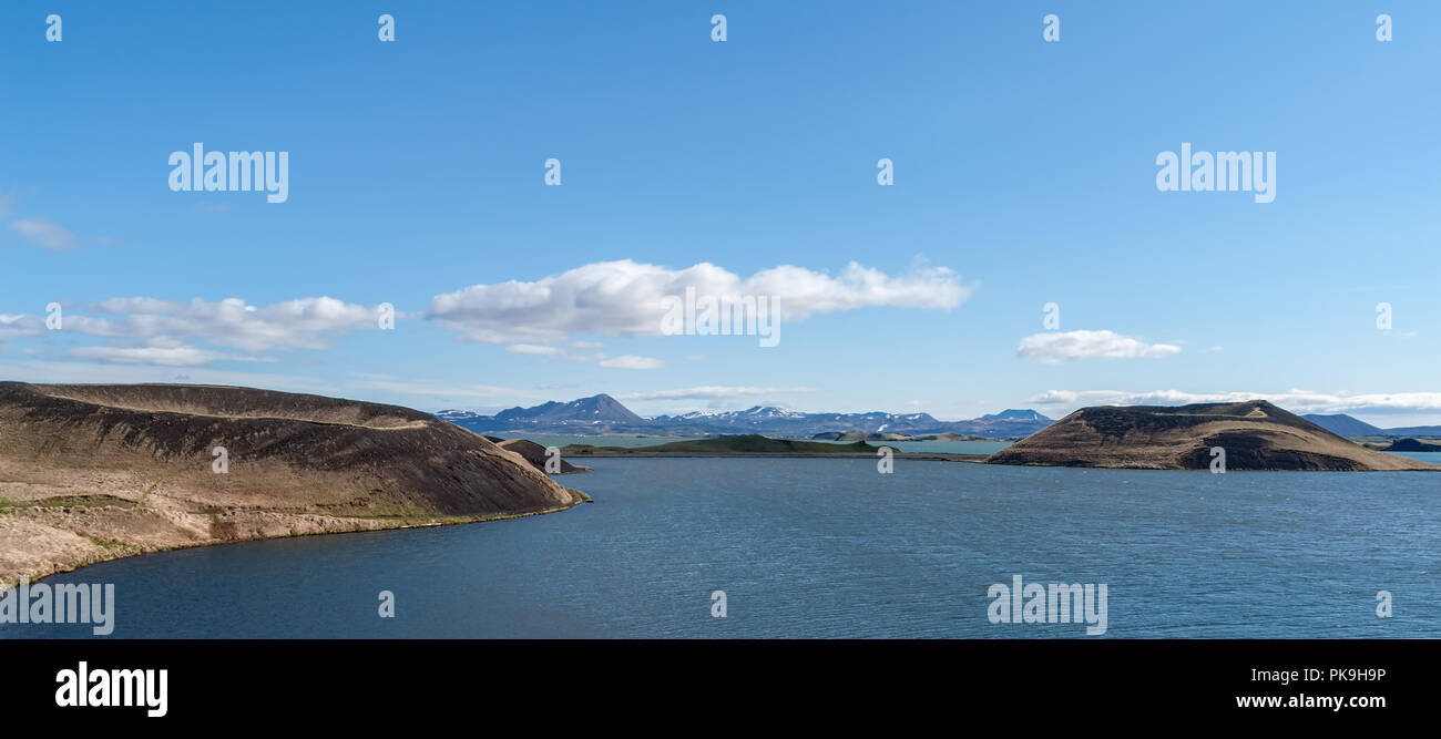 Skutustadagigar pseudo-cratères dans la région du lac Myvatn - Islande Banque D'Images