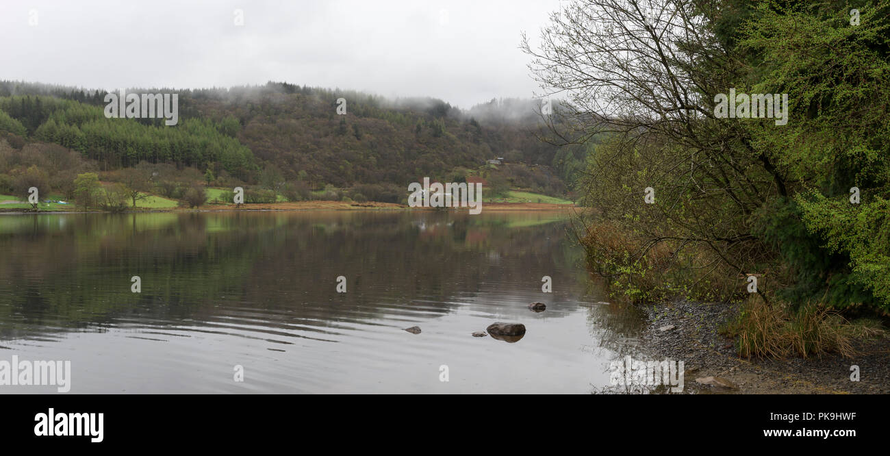 Journée de printemps pluvieux à Llyn Crafnant près de Wrexham, Snowdonia dans le Nord du Pays de Galles. Banque D'Images