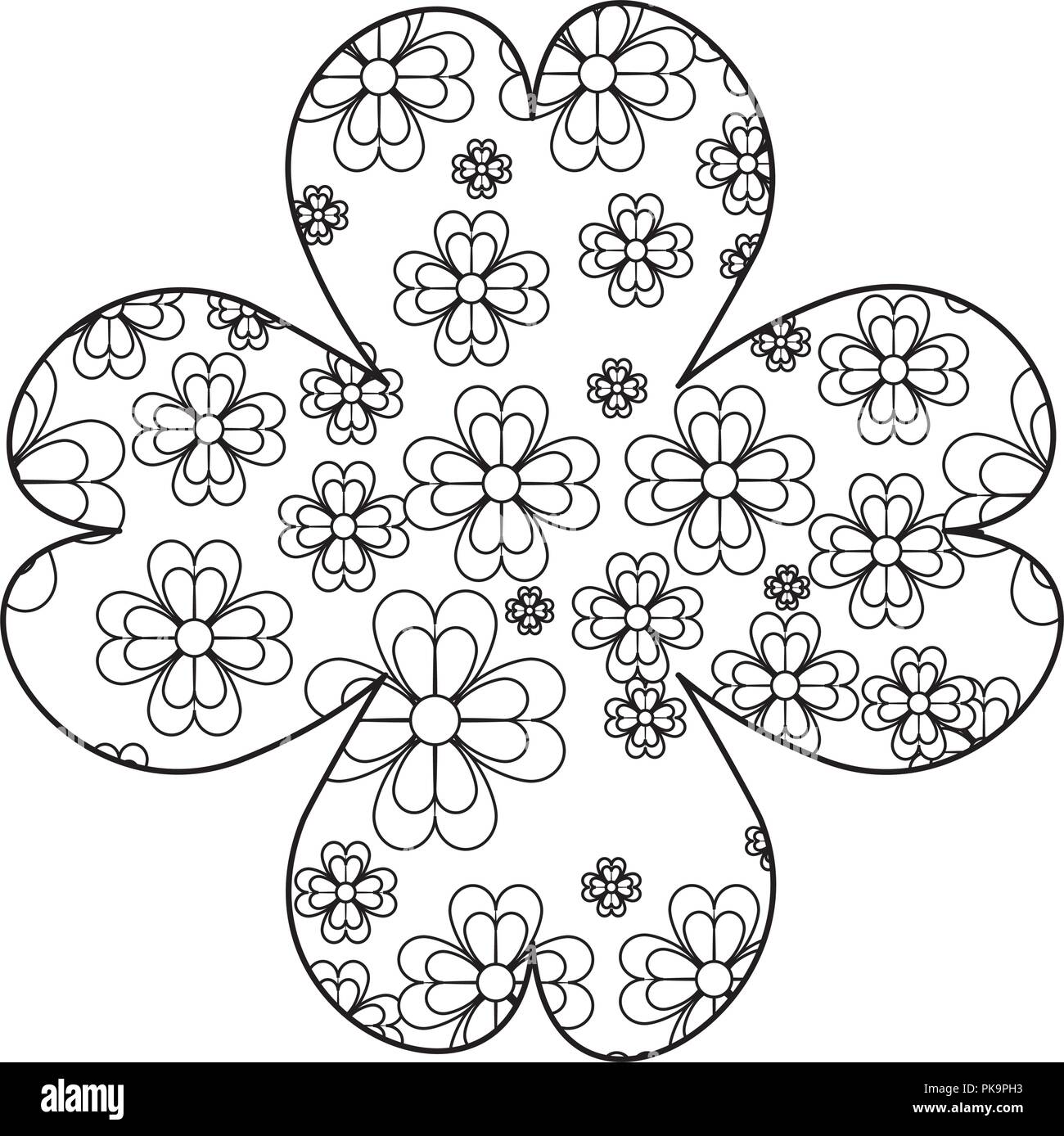 Les feuilles de tr¨fle   l intérieur du ch¢ssis de tr¨fle en noir et blanc