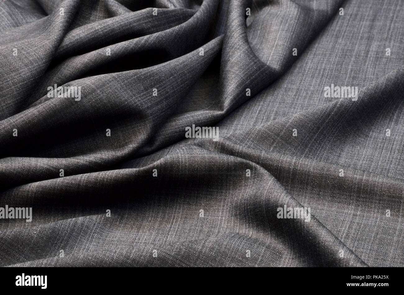 Costume en laine en tissu noir, rayures gris Banque D'Images