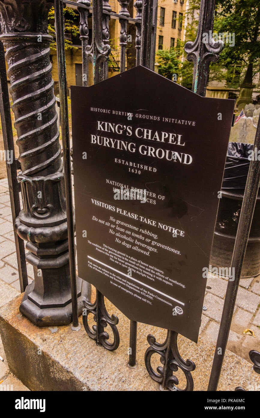 King's Chapel Burying Ground - Boston, Massachusetts, USA Banque D'Images