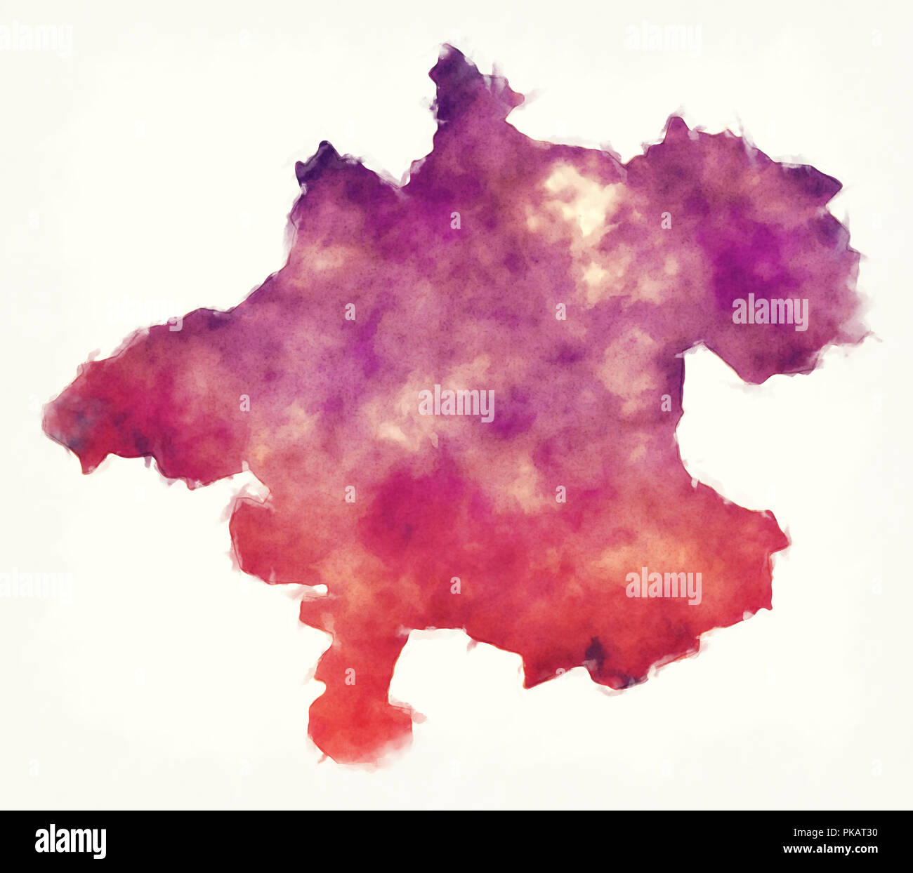 Haute Autriche Etat fédéral aquarelle site de l'Autriche devant un fond blanc Banque D'Images