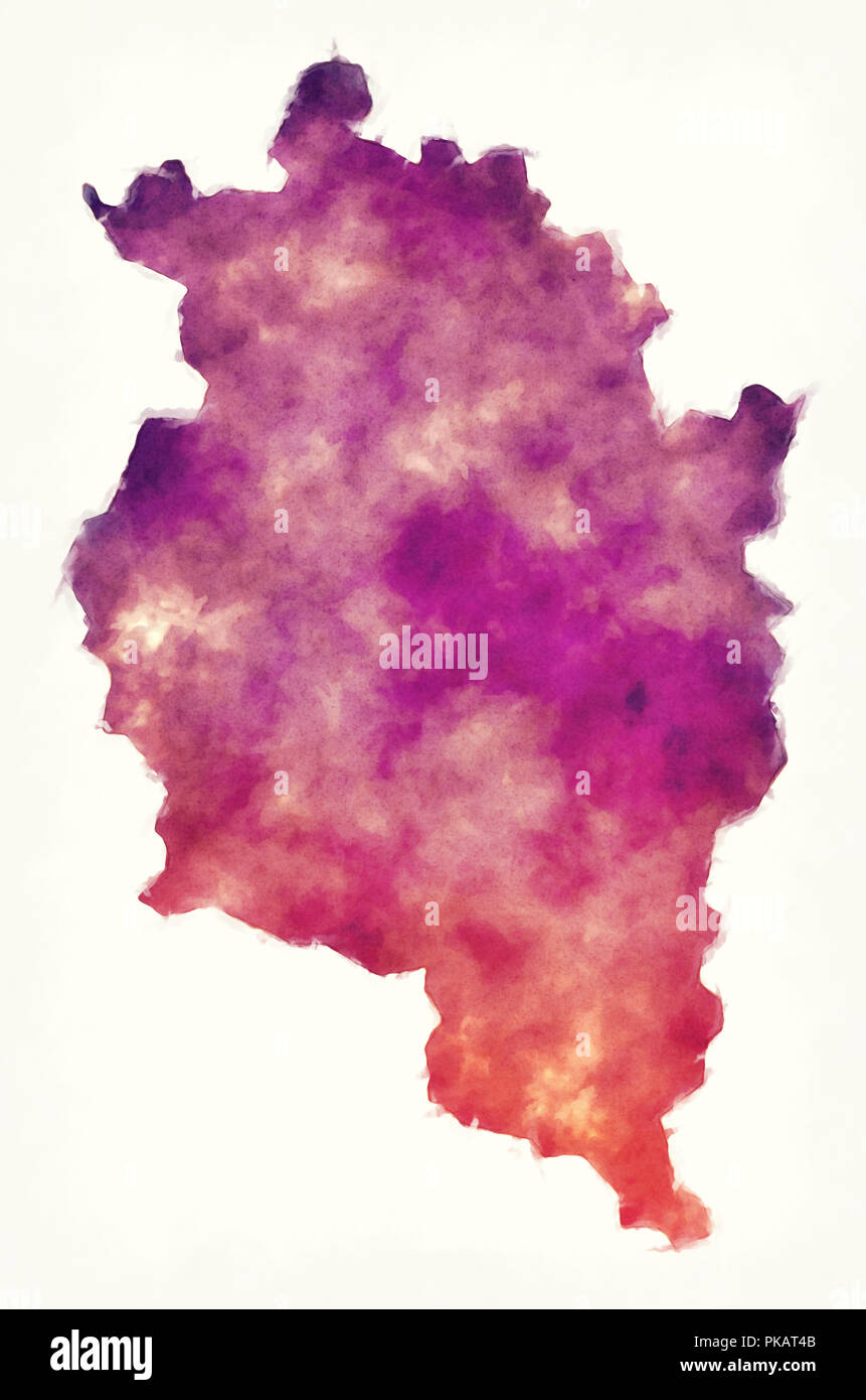 Vorarlberg état fédéral aquarelle site de l'Autriche devant un fond blanc Banque D'Images