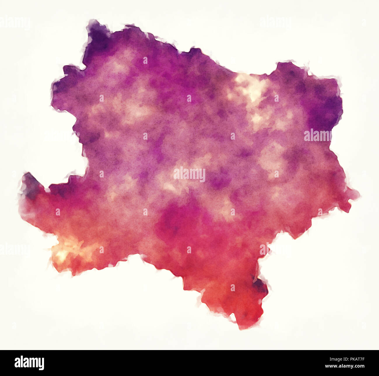 Basse Autriche Etat fédéral aquarelle site de l'Autriche devant un fond blanc Banque D'Images